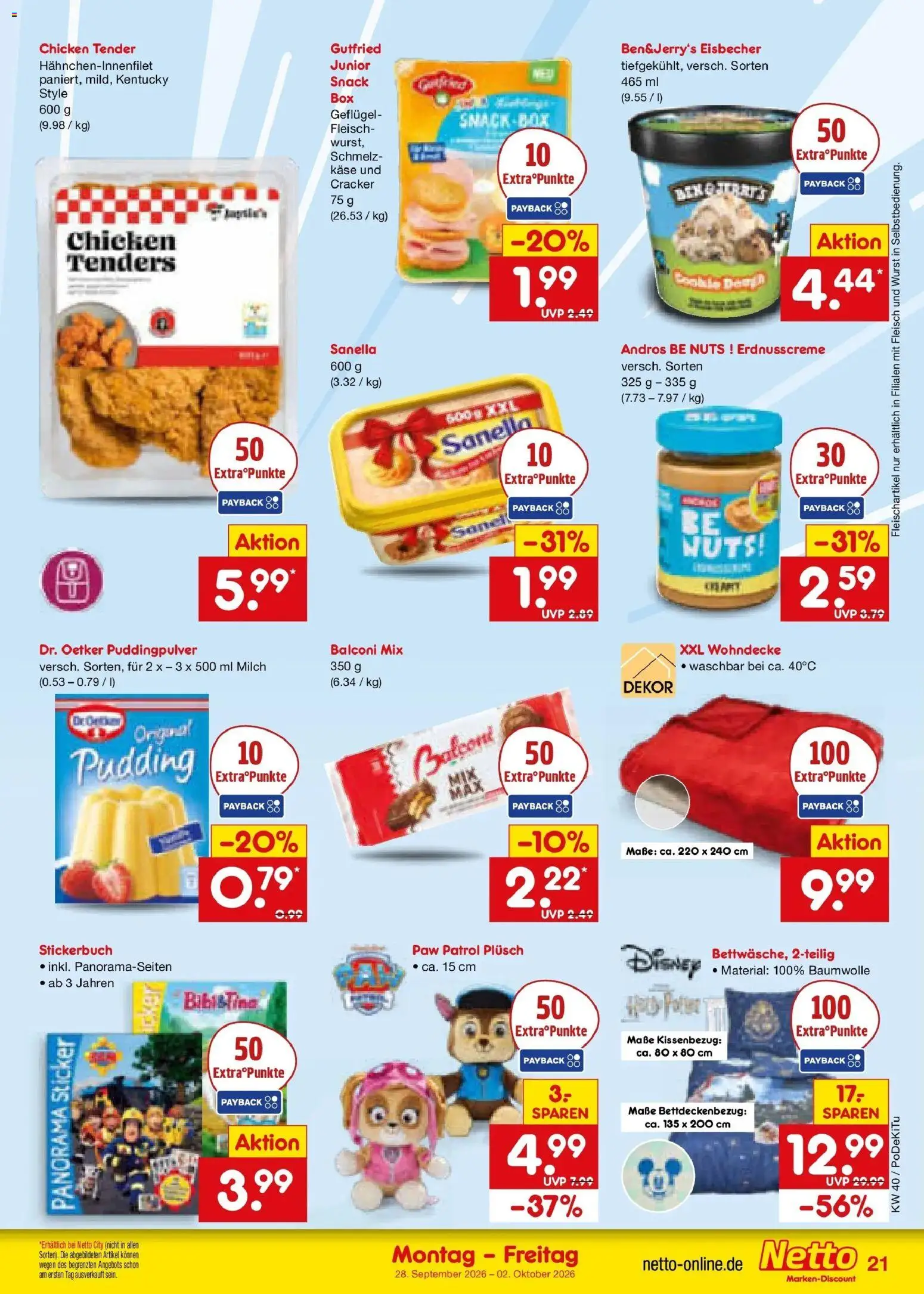 Netto Marken-Discount Prospekt Regensburg – gültig ab 28.09.2026 | Seite: 29 | Produkte: Käse, Pudding, Wurst, Sanella