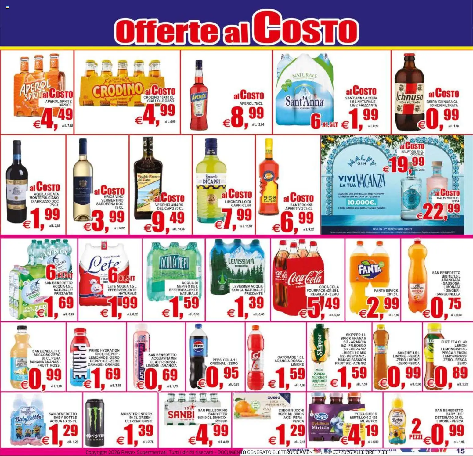 Volantino Pewex del 10.06.2026 | Pagina: 15 | Prodotti: Limonata, Arancia, Limoncello, Coca Cola