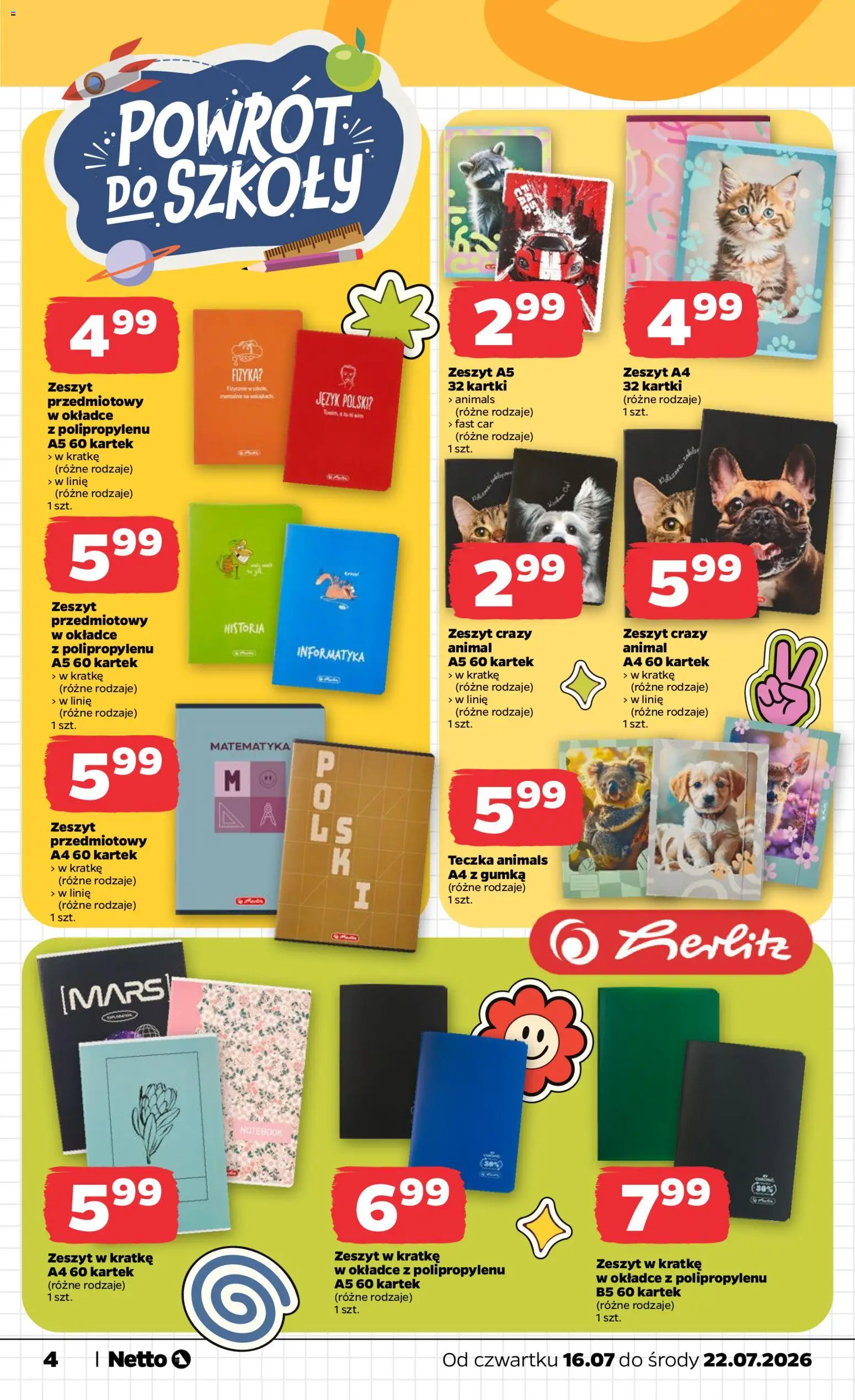Netto gazetka od czwartku NonFood od 16.07.2026 | Strona: 4 | Produkty: Notebook, Zeszyt