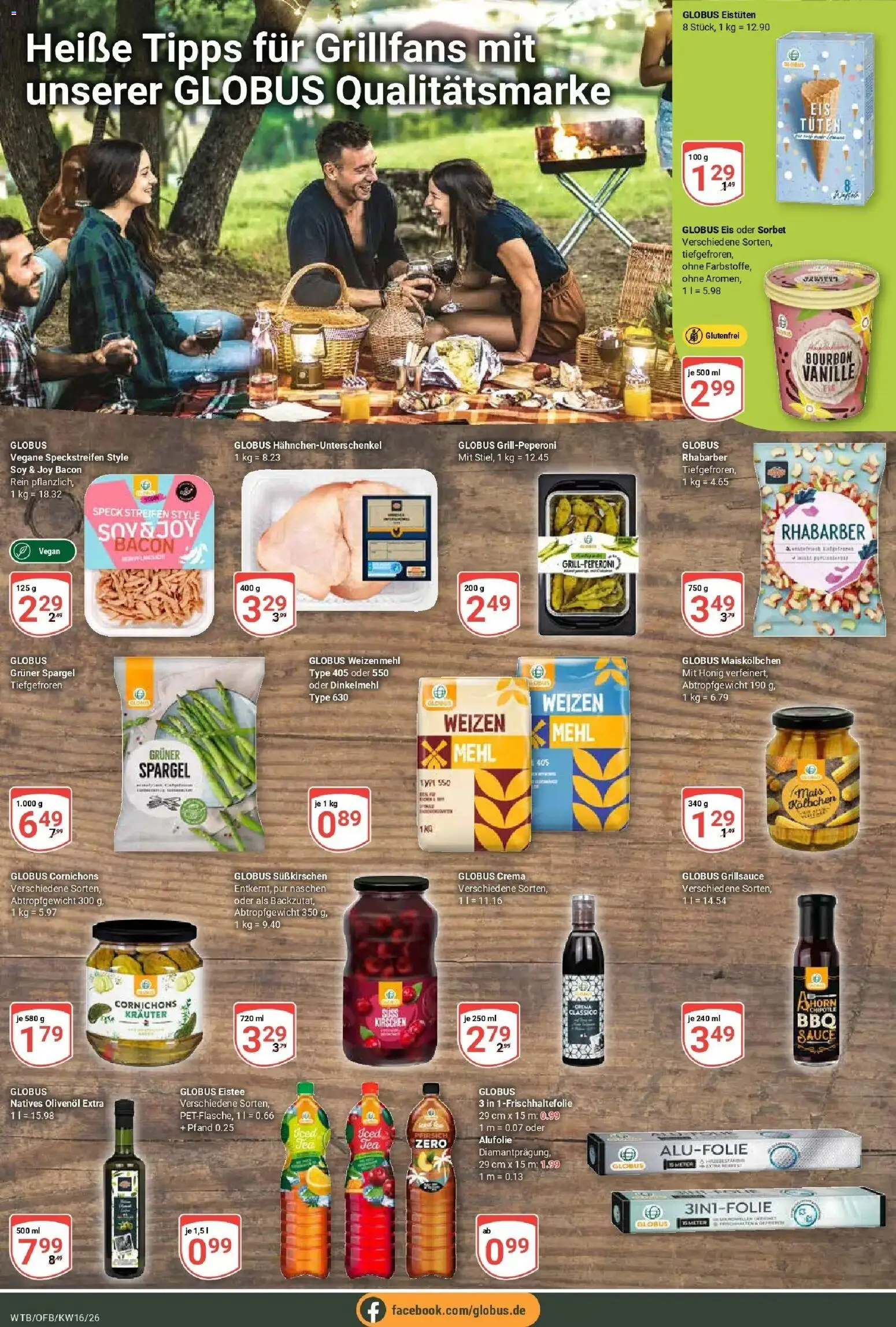 Globus Prospekt Wächtersbach	 – gültig ab 12.04.2026 | Seite: 13 | Produkte: Mehl, Rhabarber, Bourbon, Eis
