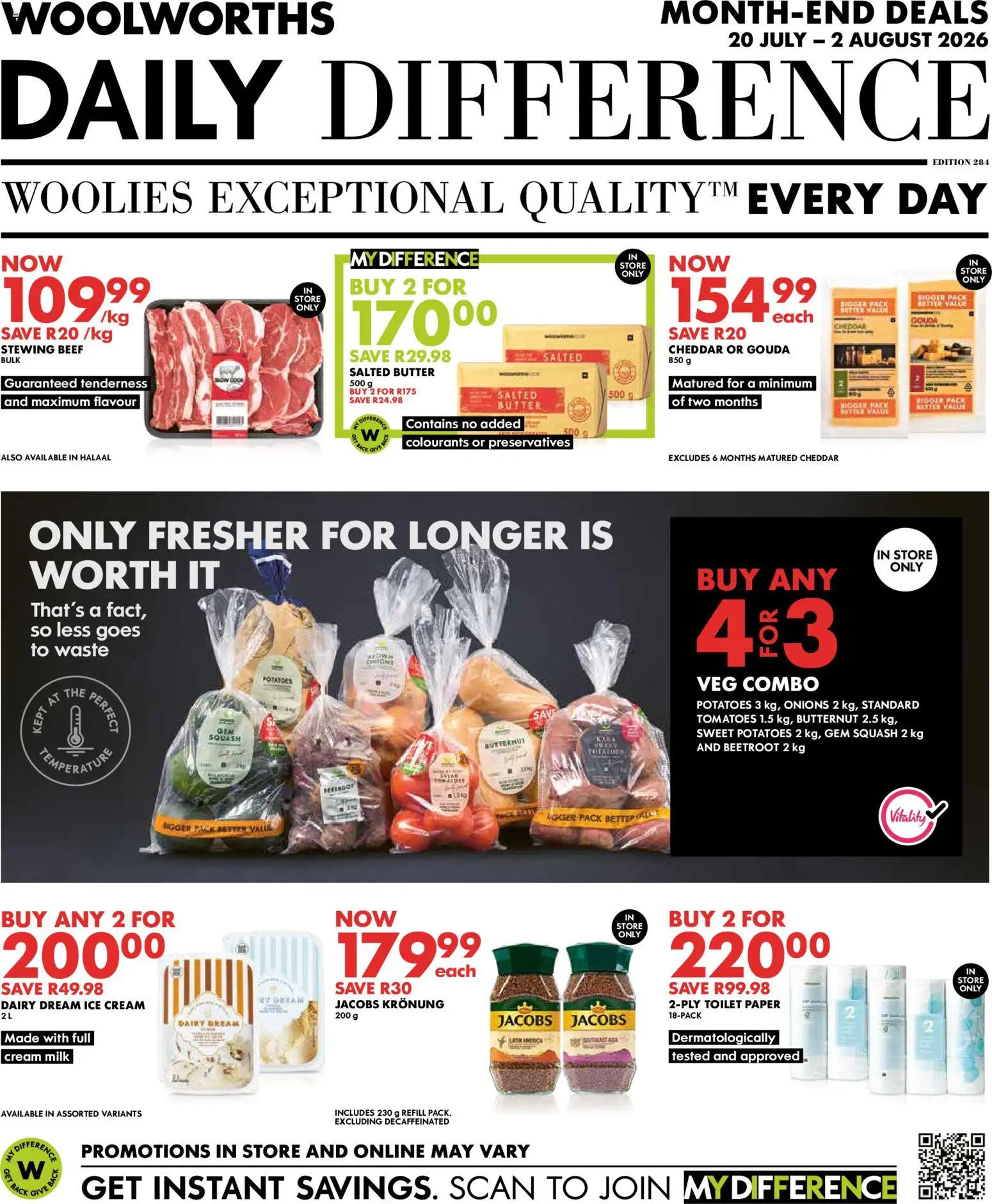 New Woolworths catalogue – valid from 20/07/2026 | Page: 1 | Products: Beef, Ice cream, Paper, Peach