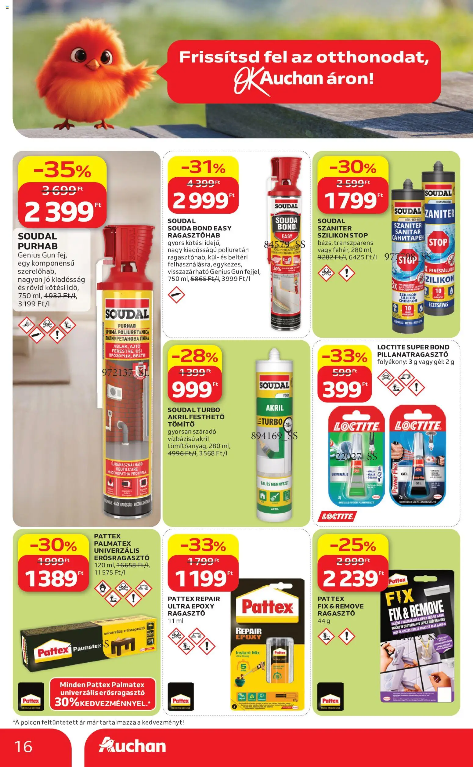Auchan akciós ujság - amely érvényes a következő dátumtól: 04.06.2026 | Oldal: 16 | Termékek: Ragasztó
