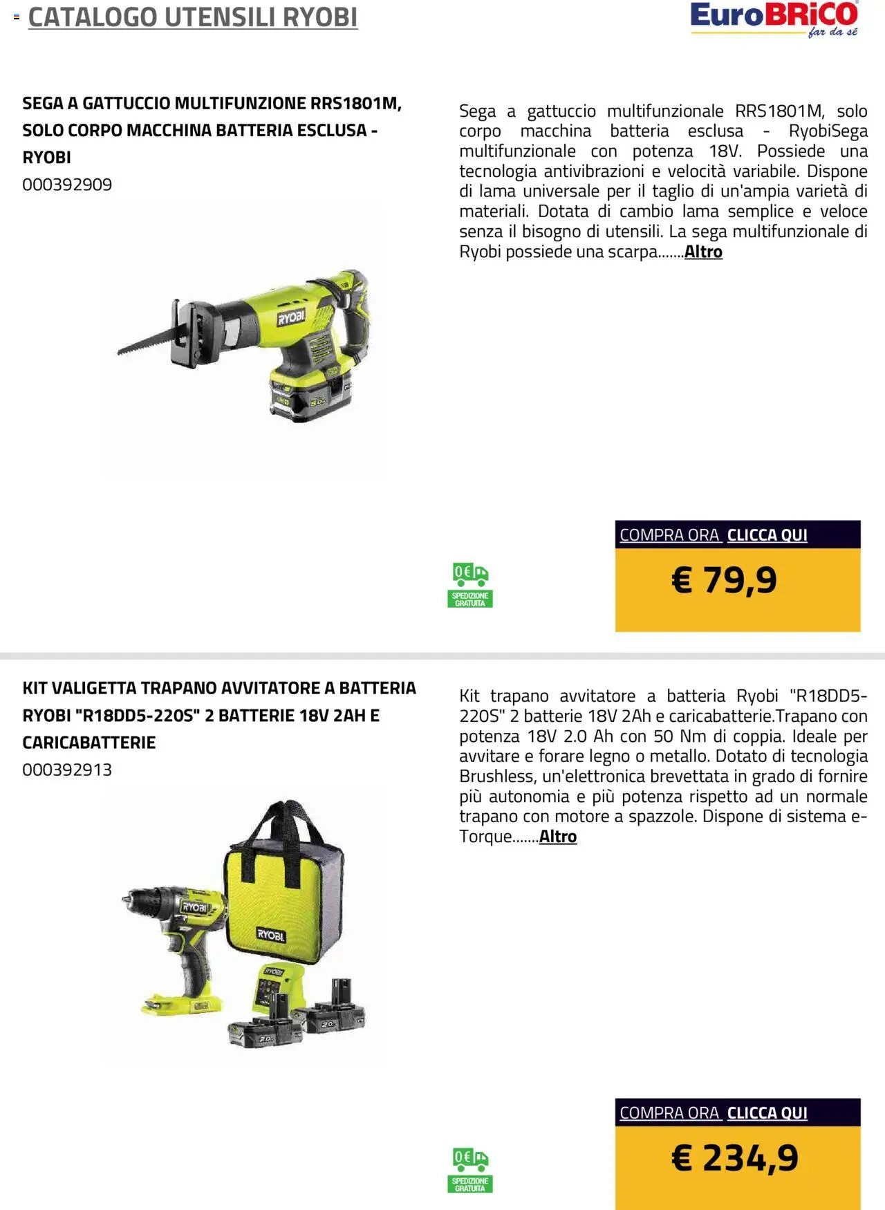 Volantino Eurobrico del 23.07.2025 | Pagina: 11 | Prodotti: Avvitatore, Trapano, Sega, Batteria