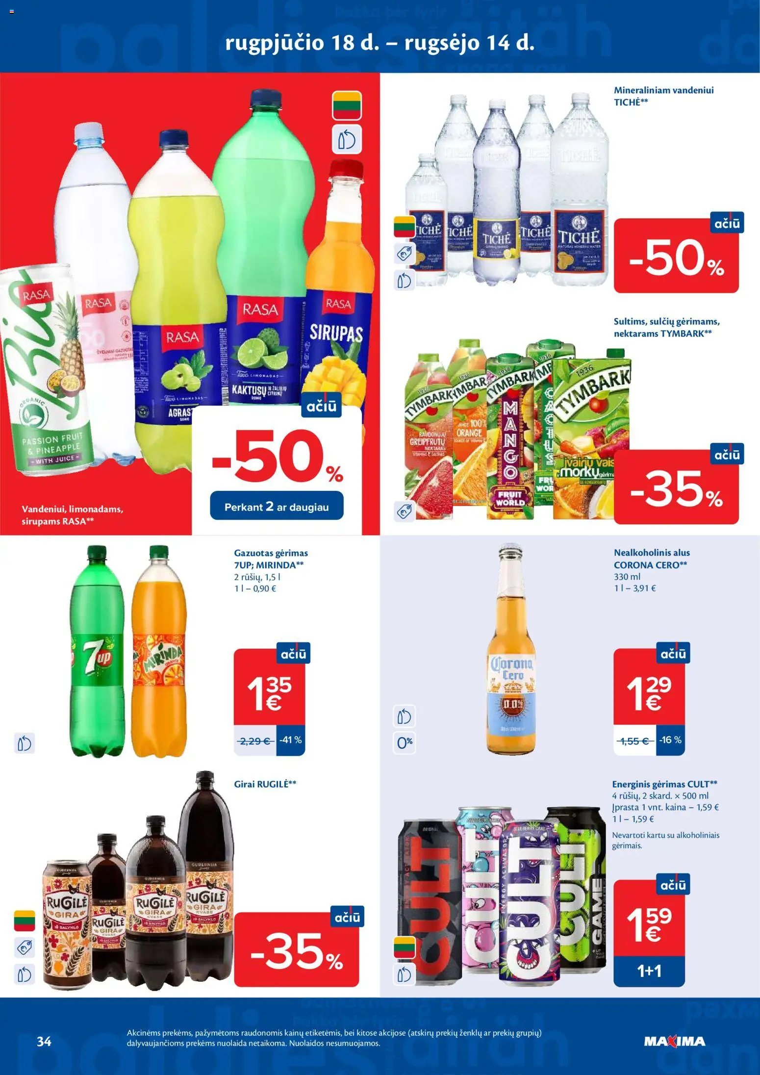 MAXIMA akcijos nuo 2026.09.01 | Puslapis: 34 | Prekių: Nealkoholinis alus, Energinis gėrimas, Sirupas, Limonadas