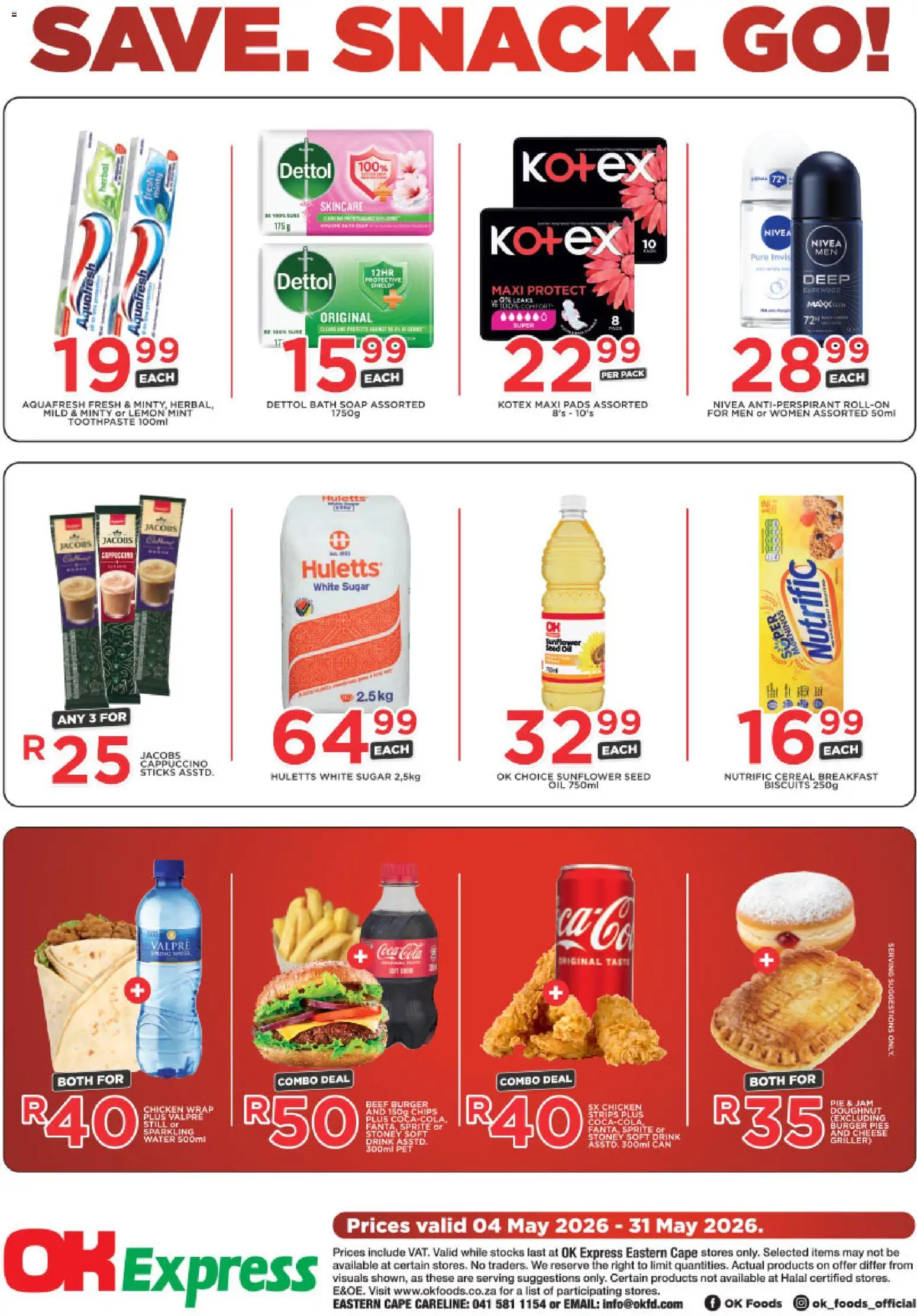 New OK Foods catalogue – valid from 04.05.2026 | Page: 2 | Products: Bath, Pads, Oil, Biscuits