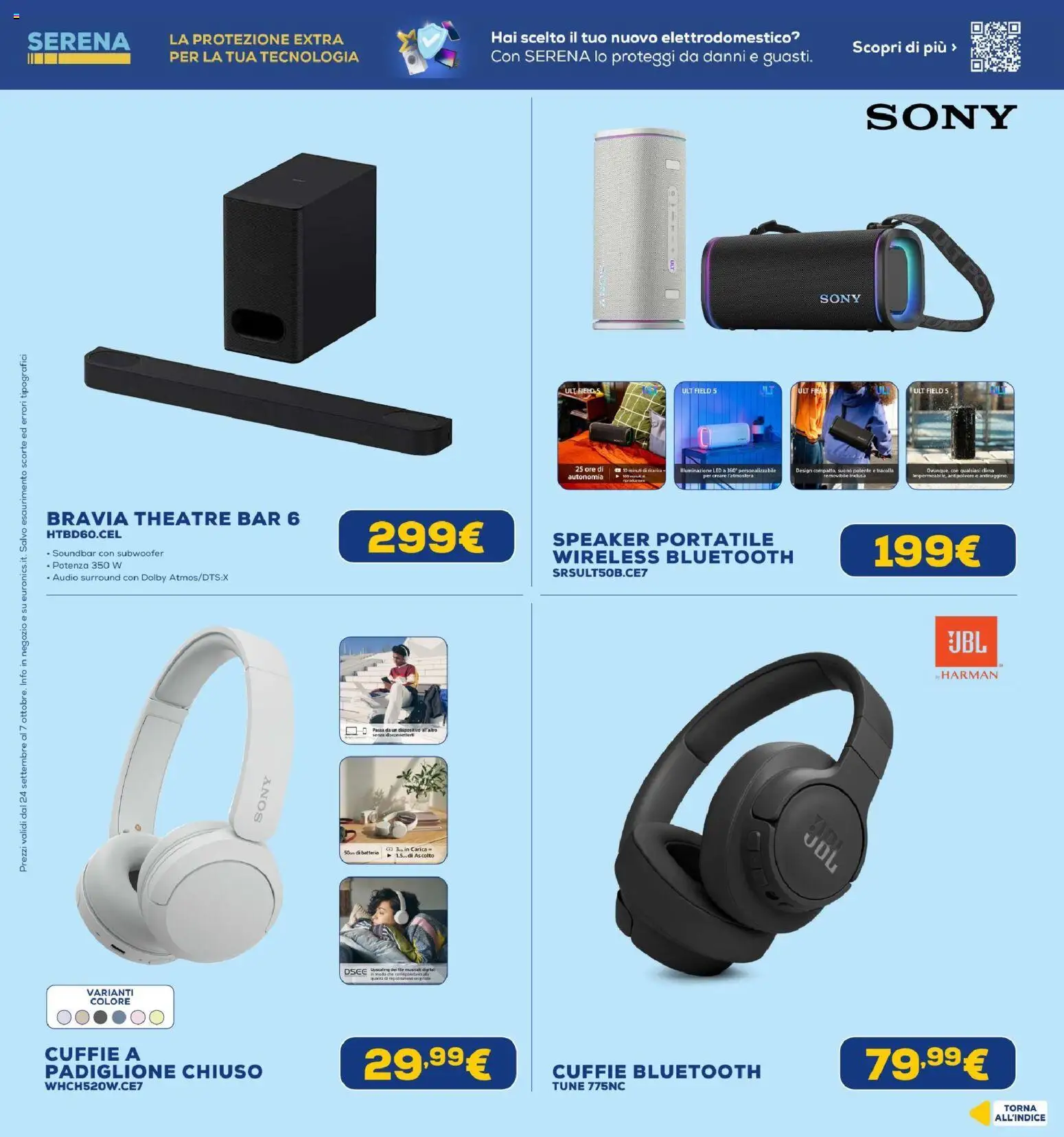 Volantino Euronics del 24/09/2026 | Pagina: 17 | Prodotti: Soundbar, Pasta, Cuffie, Illuminazione