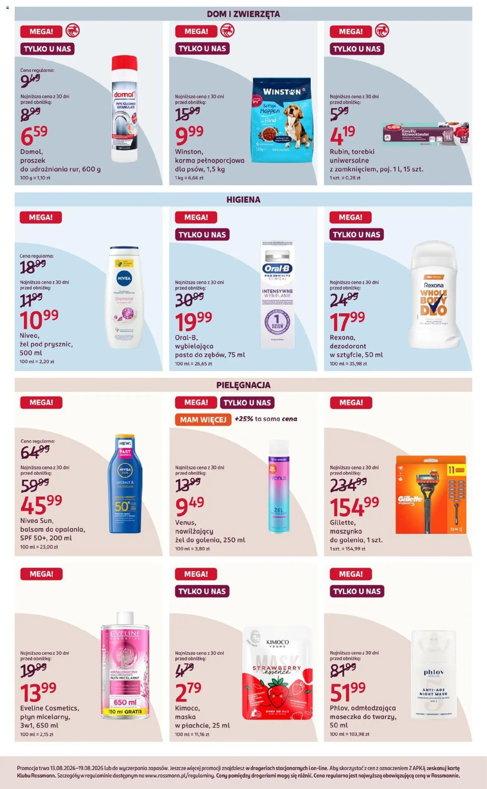 Rossmann gazetka od 13.08.2026 | Strona: 4 | Produkty: Płyn micelarny, Pasta, Maska, Torebki