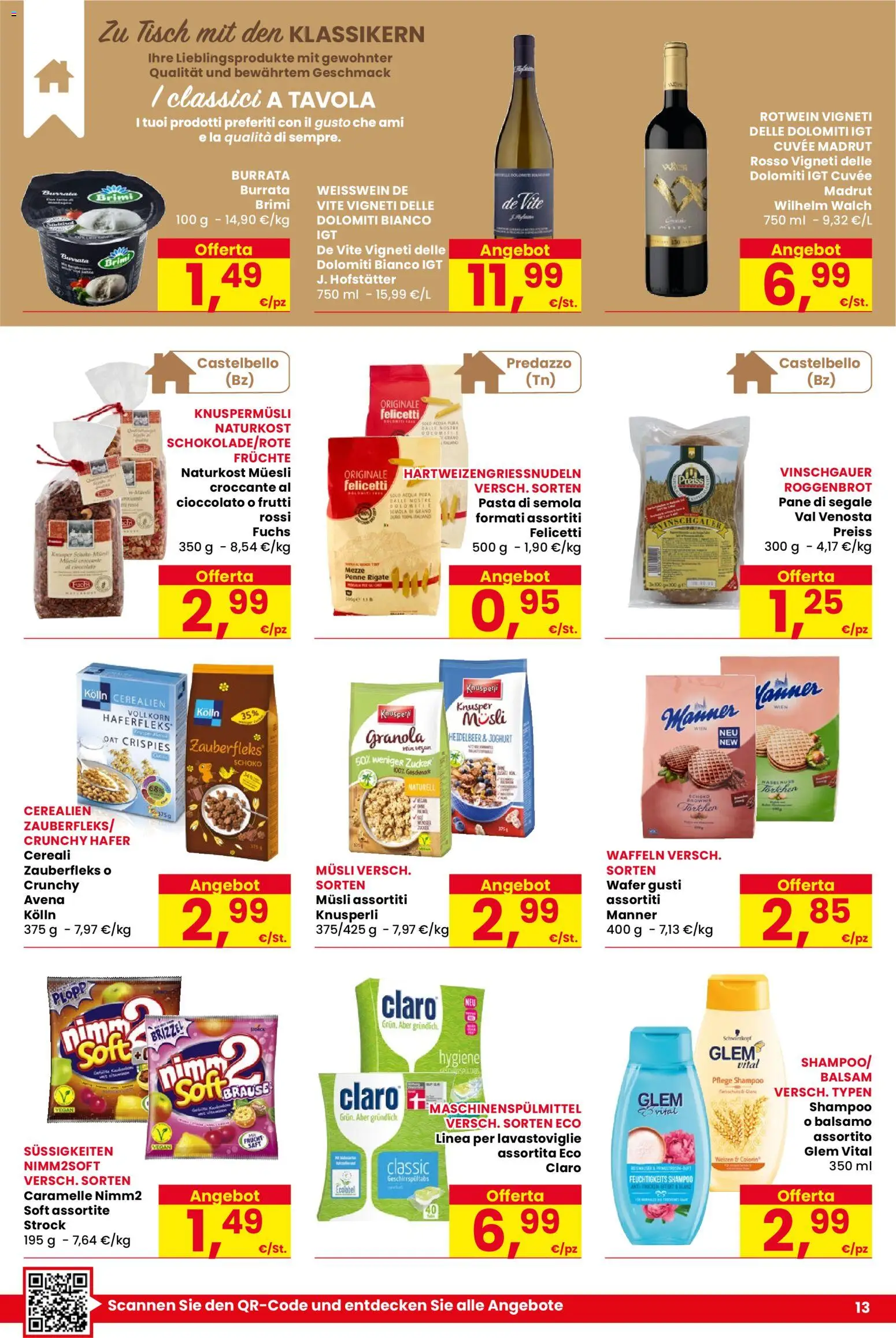 Volantino Despar del 15/10/2026 | Pagina: 13 | Prodotti: Shampoo, Cereali, Pasta, Semola