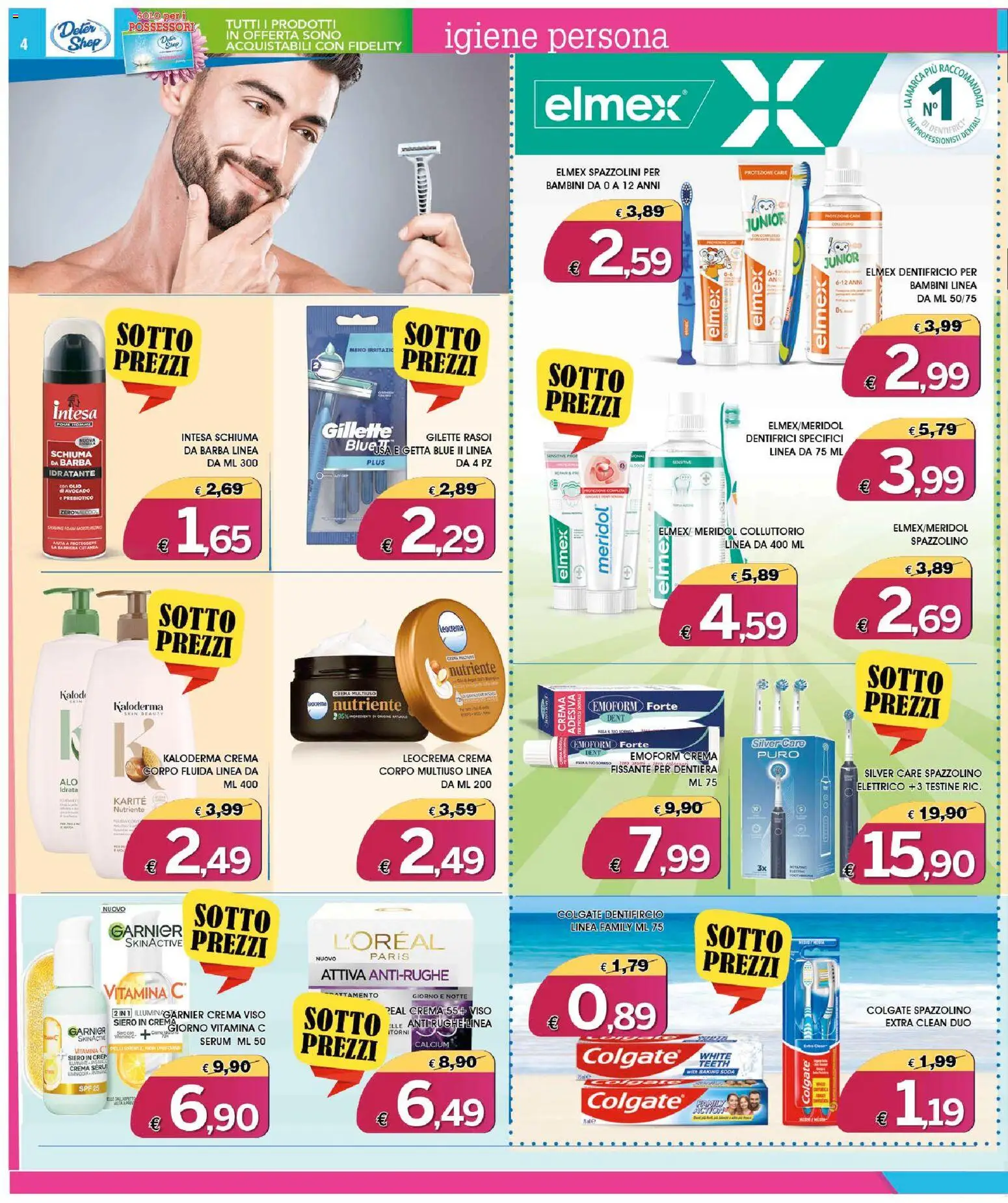 Volantino Deter Shop del 01/10/2026 | Pagina: 4 | Prodotti: Crema, Schiuma da barba, Spazzolino, Olio