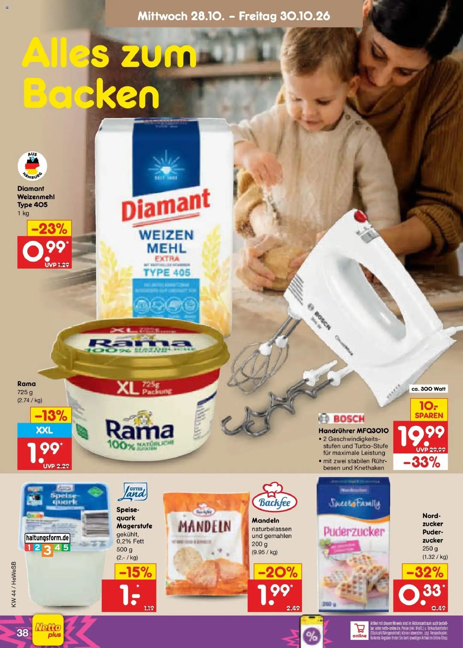 Netto Marken-Discount Prospekt Hamburg – gültig ab 26.10.2026 | Seite: 52 | Produkte: Rama, Quark, Weizenmehl, Mandeln
