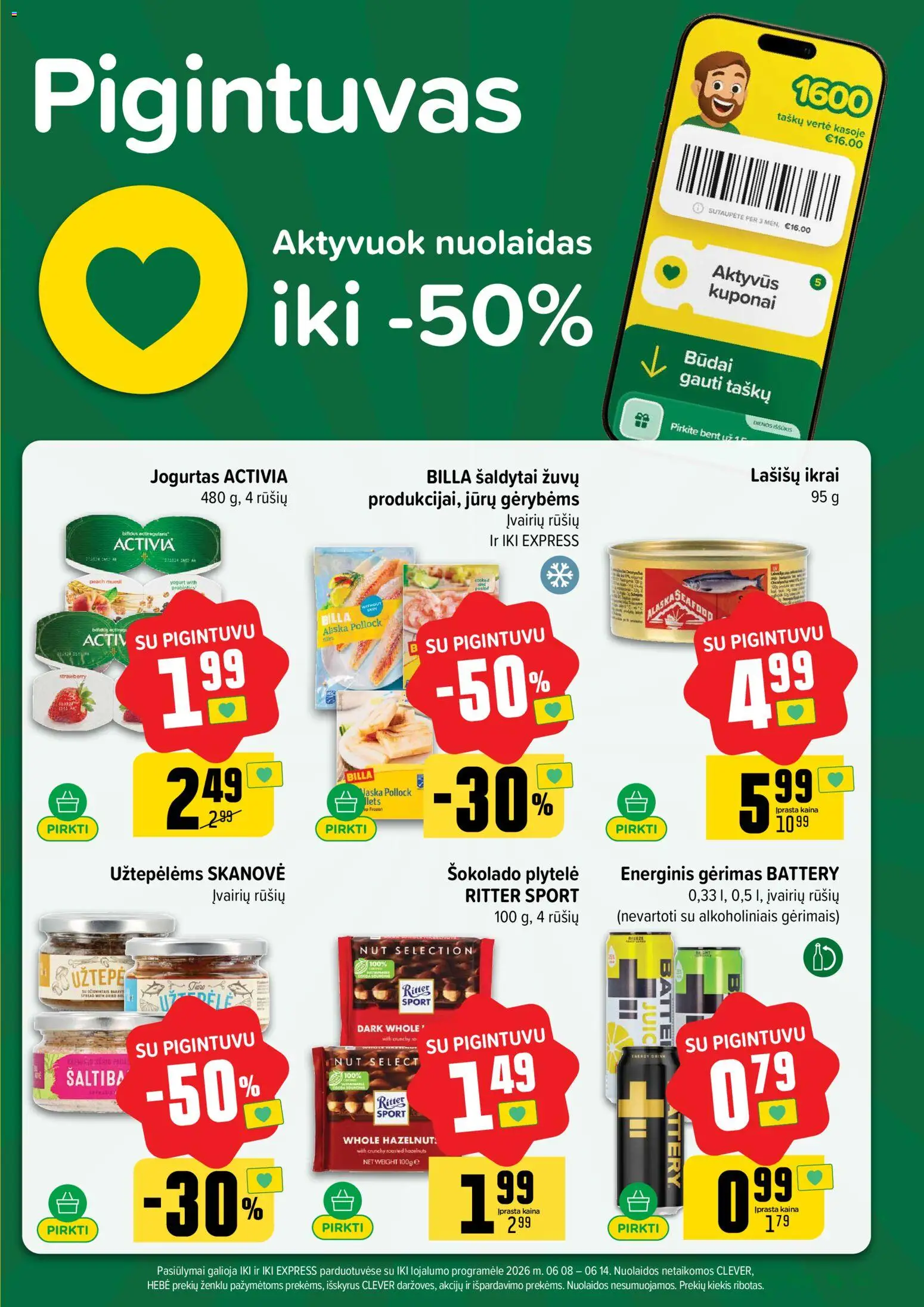 IKI akcijos nuo 08.06.2026 | Puslapis: 65 | Prekių: Energinis gėrimas, Jogurtas, Ikrai
