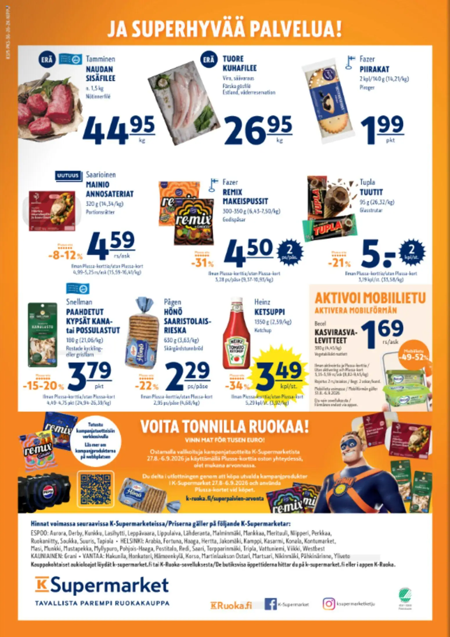 K-Supermarket tarjoukset – voimassa 03/09/2026 alkaen | Sivu: 4 | Tuotteet: Makeispussit, Kana, Ketsuppi
