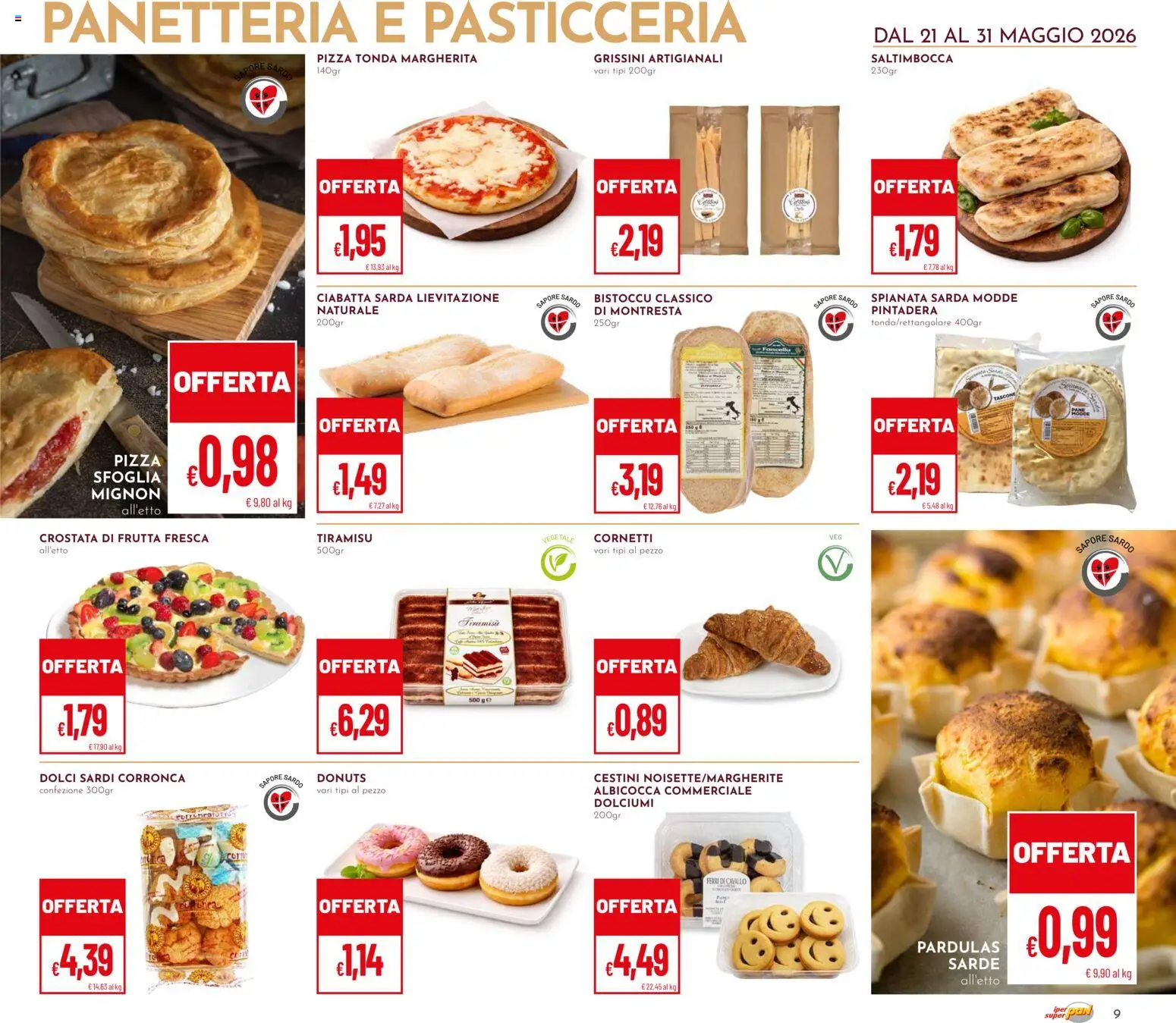 Volantino Pan del 21.05.2026 | Pagina: 9 | Prodotti: Pane, Pizza, Frutta, Grissini