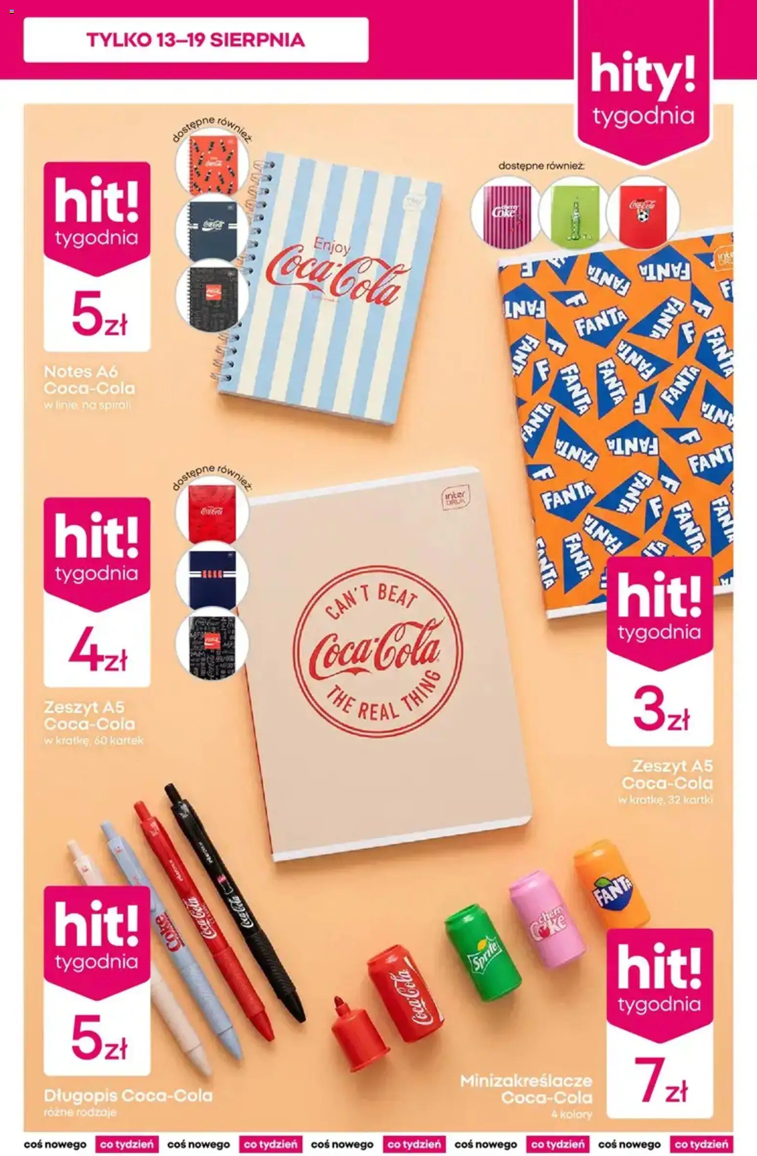Pepco gazetka od 13.08.2026 | Strona: 5 | Produkty: Zeszyt, Sprite, Coca cola, Fanta