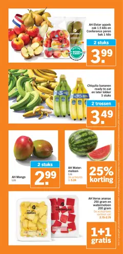 AH Watermeloen Los, AH Watermeloen Los - Voorbeeld van een folder van Albert Heijn, geldig van 01.06.2026 | Pagina: 8 | Producten: Appels, Bananen, Ananas, Zak