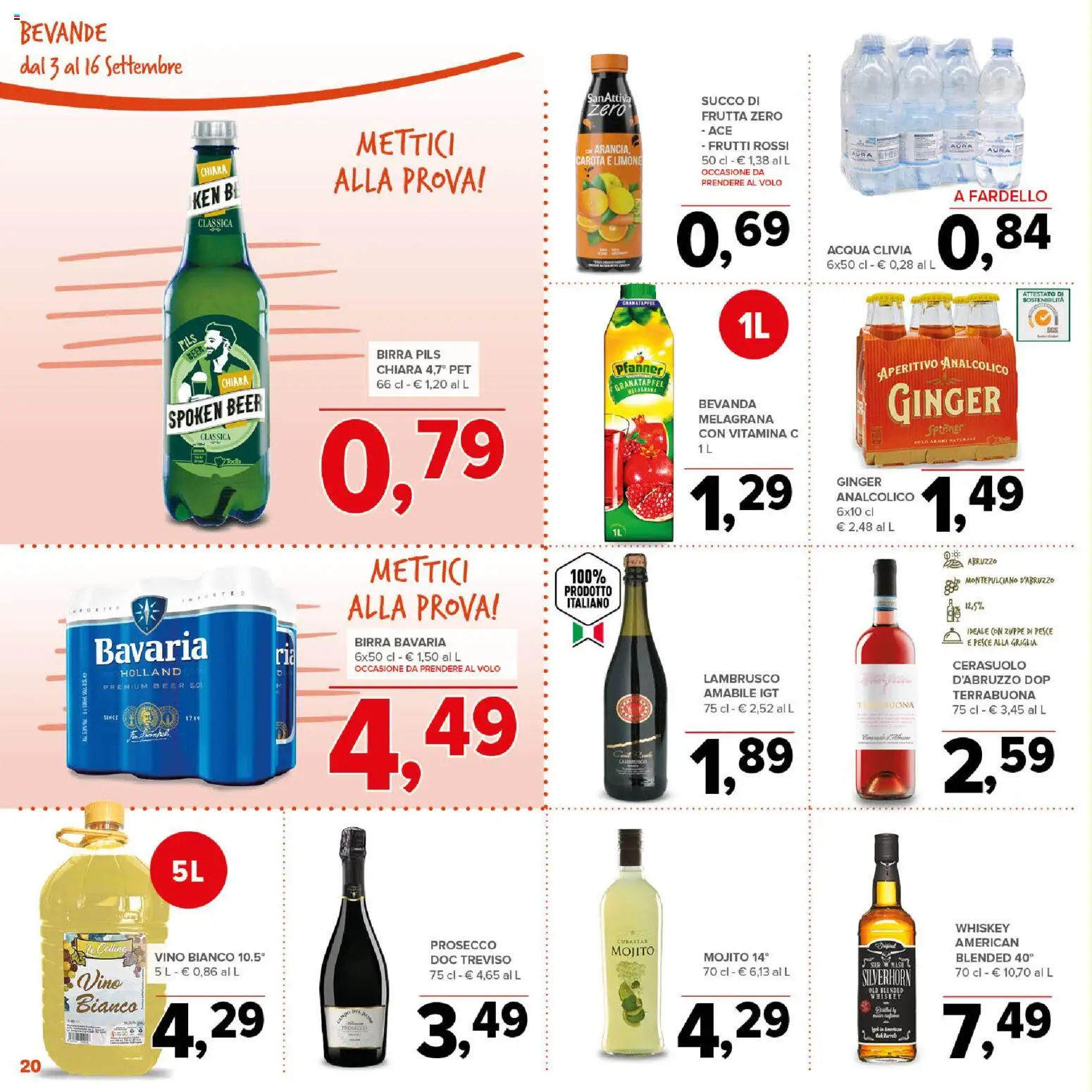 Volantino Todis del 03/09/2026 | Pagina: 20 | Prodotti: Birra, Pesce, Arancia, Vino bianco