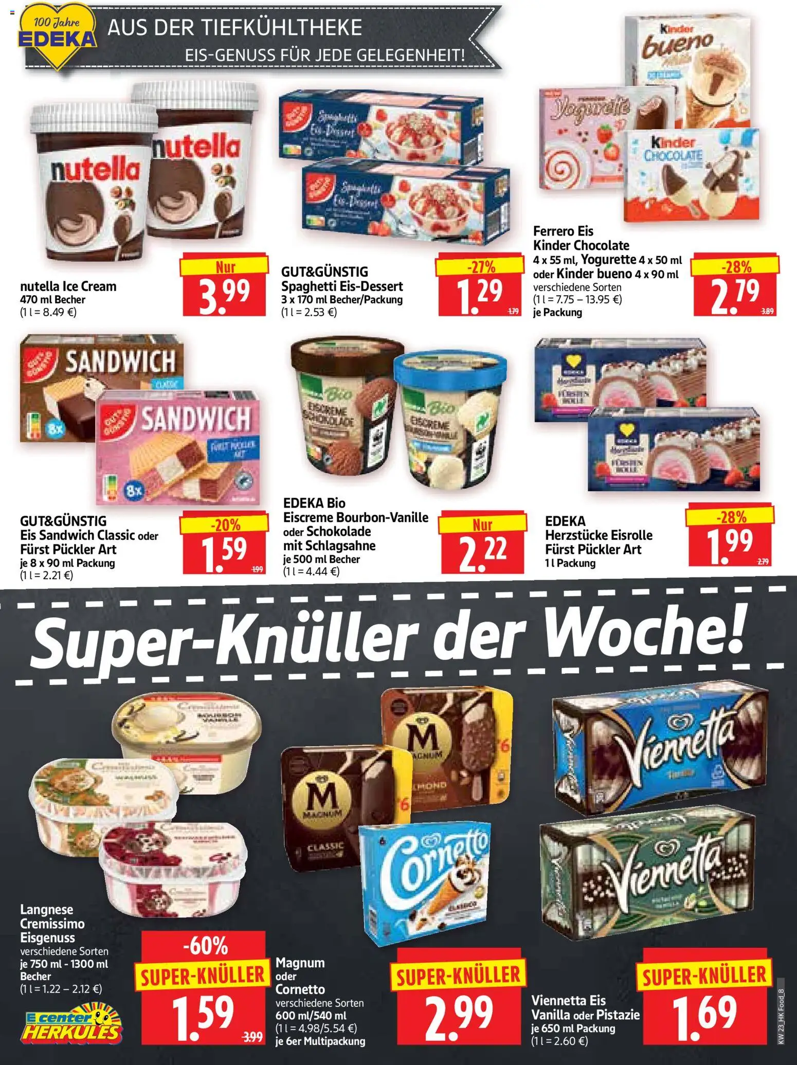 HERKULES Prospekt – gültig ab 01.06.2026 | Seite: 8 | Produkte: Langnese, Yogurette, Eiscreme, Eis