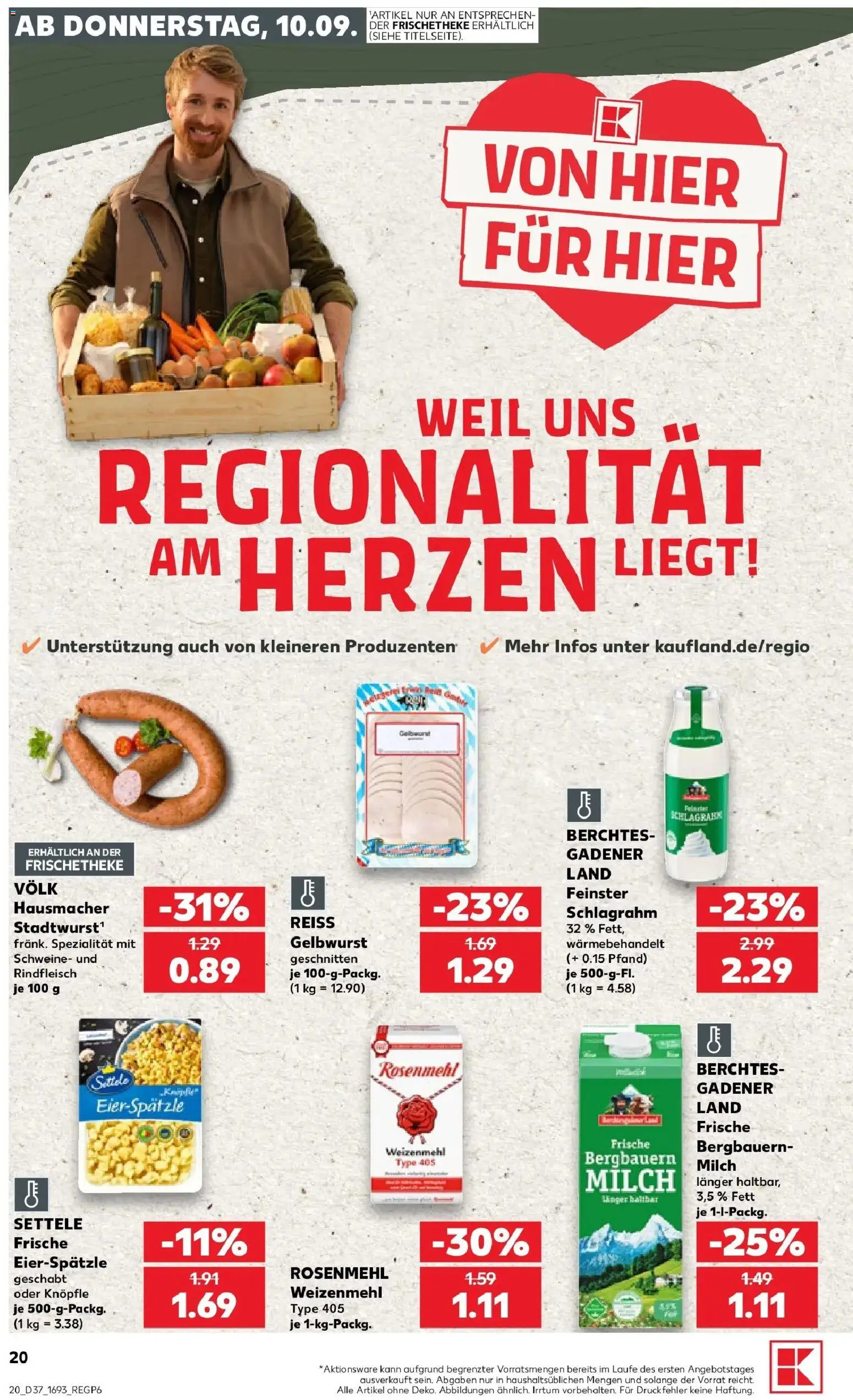 Prospekt Kaufland ab 10.09.2026 » Angebote Online zum Blättern | Seite: 20 | Produkte: Milch, Weizenmehl, Rindfleisch