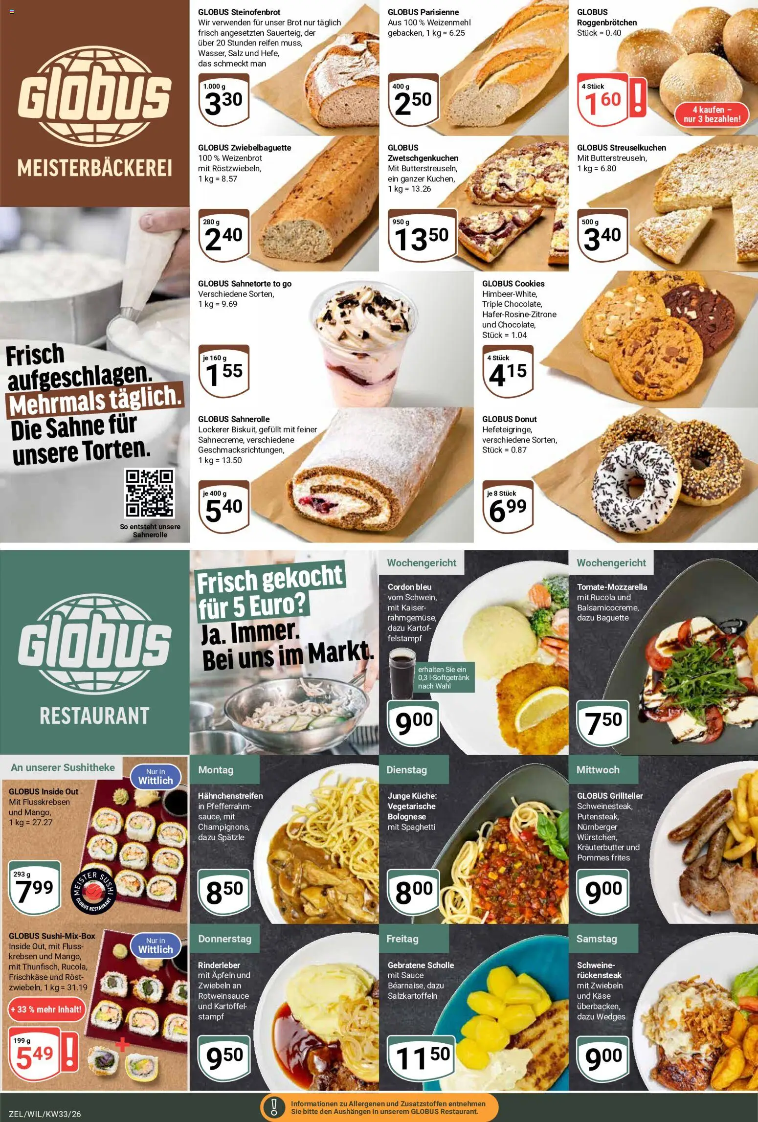 Globus Prospekt Zell – gültig ab 10.08.2026 | Seite: 9 | Produkte: Spaghetti, Kräuterbutter, Weizenmehl, Brot