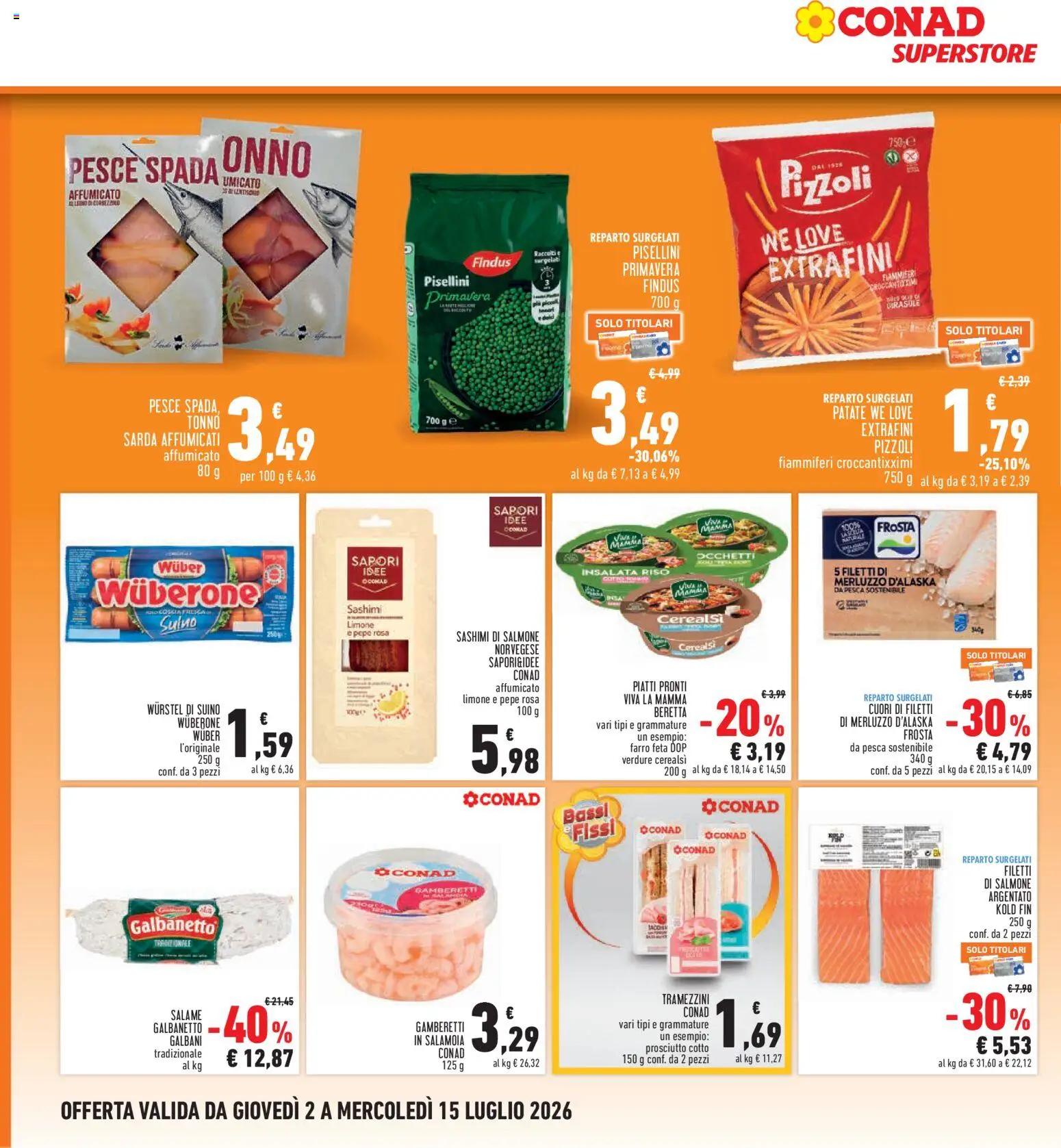 Volantino Conad del 02/07/2026 | Pagina: 14 | Prodotti: Riso, Suino, Prosciutto, Farro