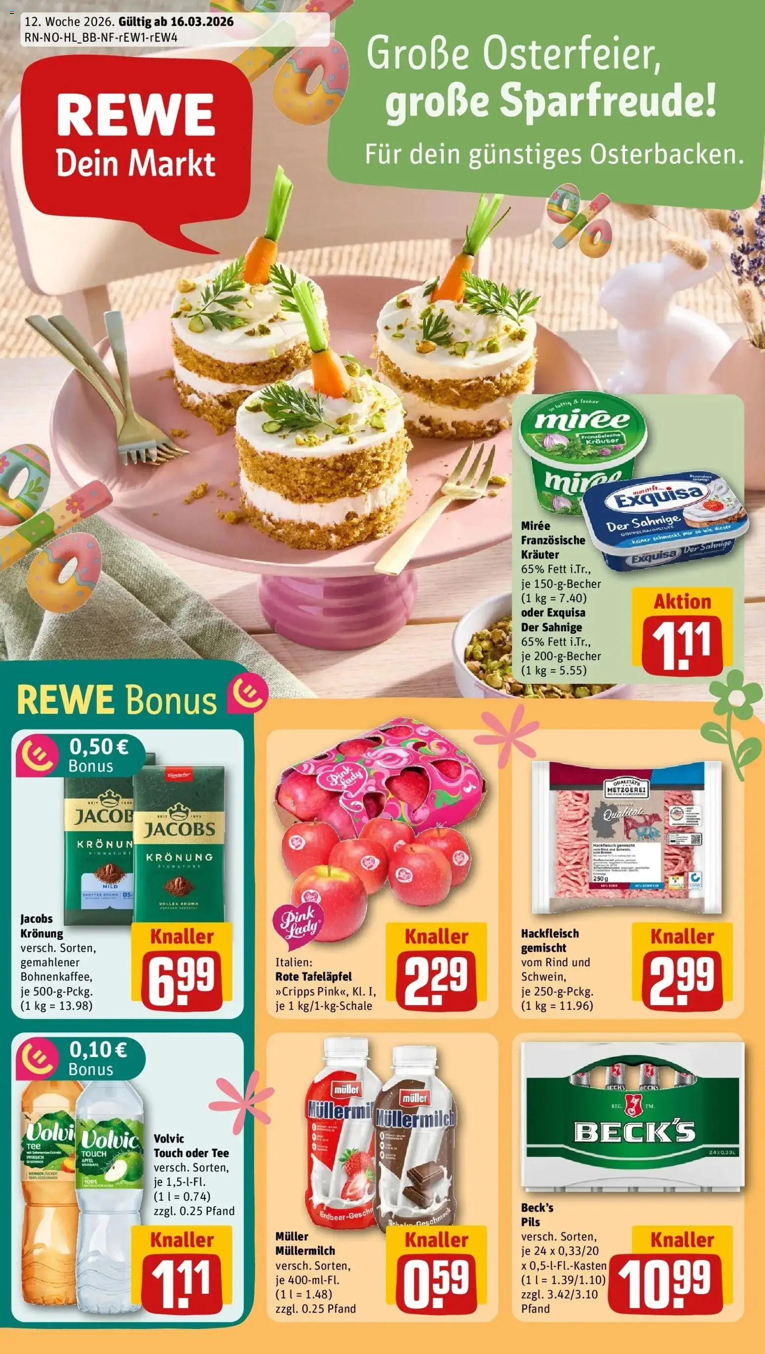 Rewe Prospekt Klein Nordende	 – gültig ab 15.03.2026 | Seite: 1 | Produkte: Volvic touch, Pfirsich, Müllermilch, Fleisch