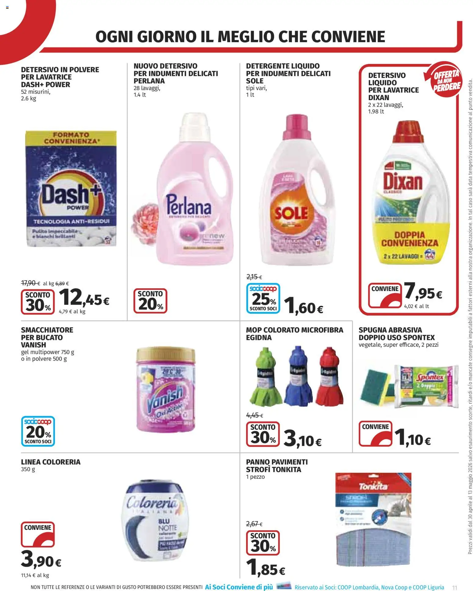 Volantino COOP del 30.04.2026 | Pagina: 11 | Prodotti: Detersivo in polvere, Smacchiatore, Detergente, Lavatrice