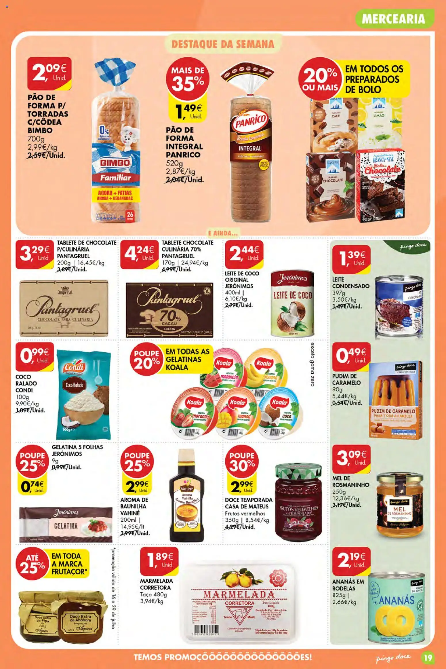 Pingo Doce Poupe Esta Semana Açores │ válido de 16/07/2026 | Página: 19 | Produtos: Gelatina, Bolo, Pudim, Leite