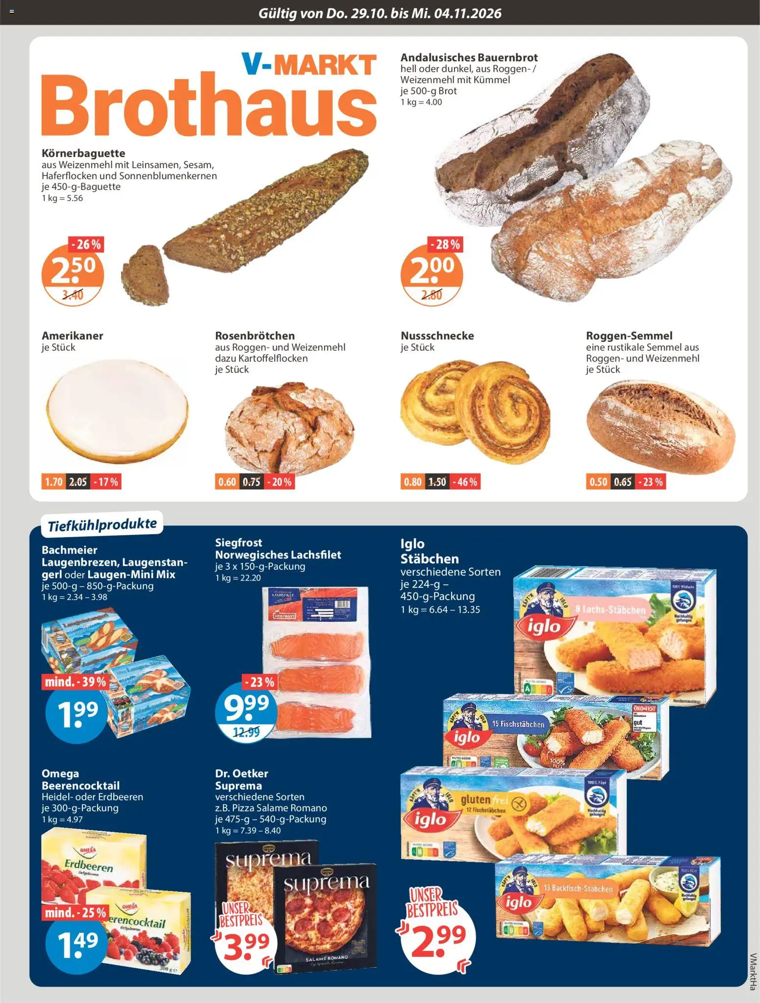 V-Markt Angebote – gültig ab 29.10.2026 | Seite: 5 | Produkte: Weizenmehl, Brot, Pizza, Erdbeeren