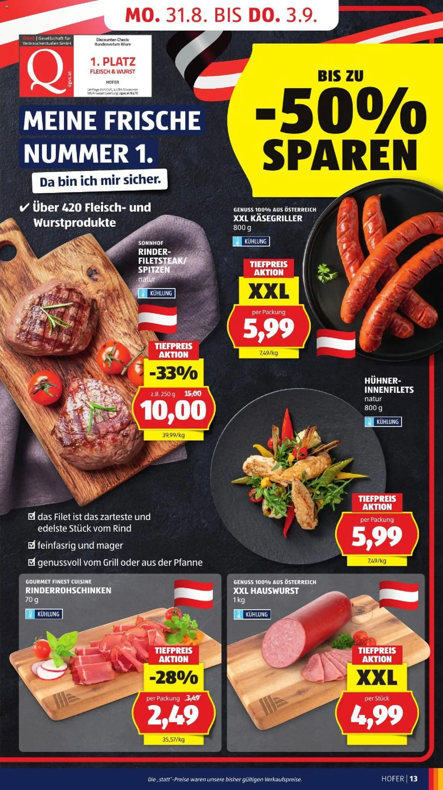 Hofer AT akciós ujság - amely érvényes a következő dátumtól: 2026.08.28. | Oldal: 23 | Termékek: Grill, Gourmet