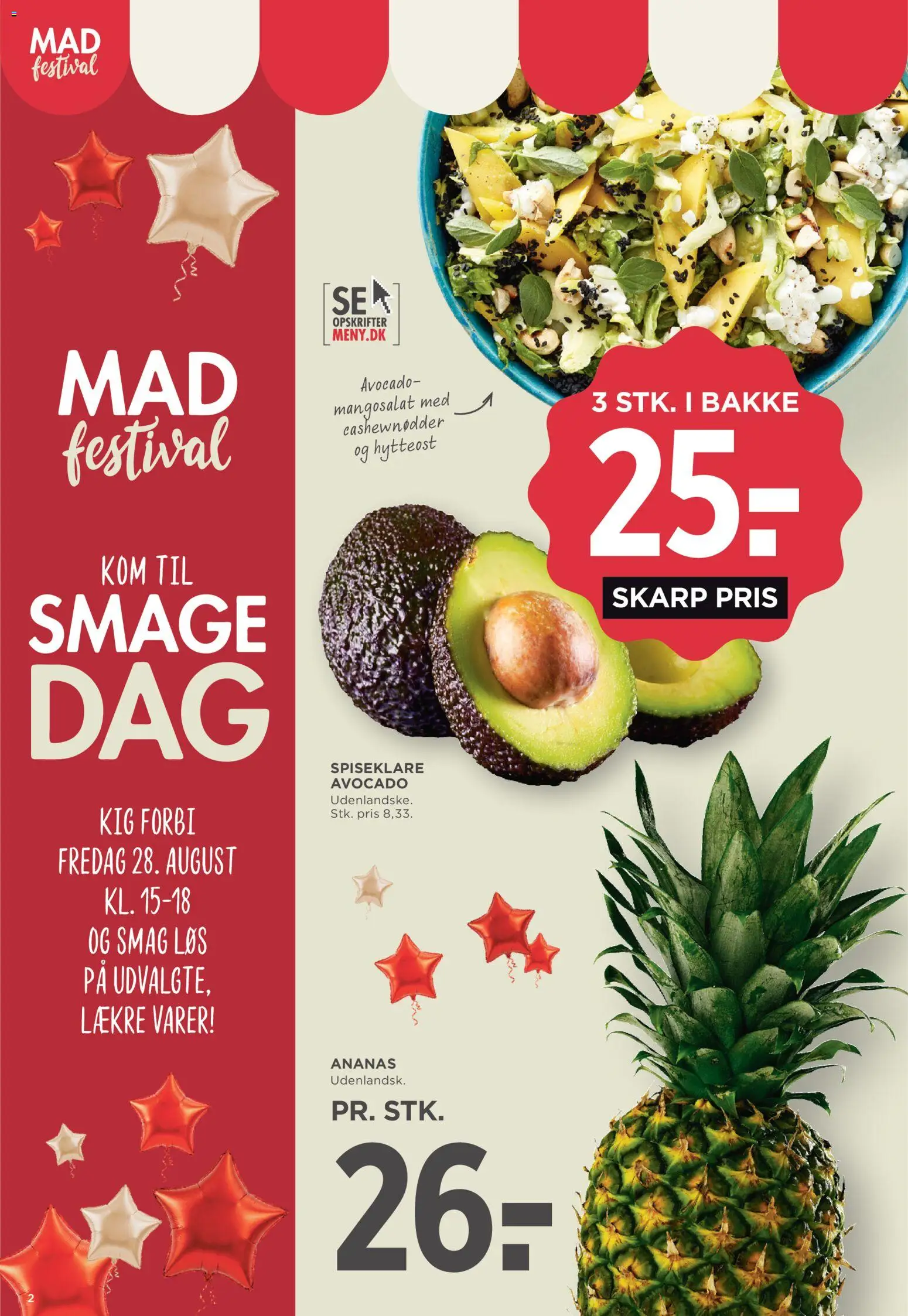 Meny tilbudsavis – gyldig fra 28/08/2026 | Side: 2 | Produkter: Ananas, Hytteost, Avocado, Cashewnødder