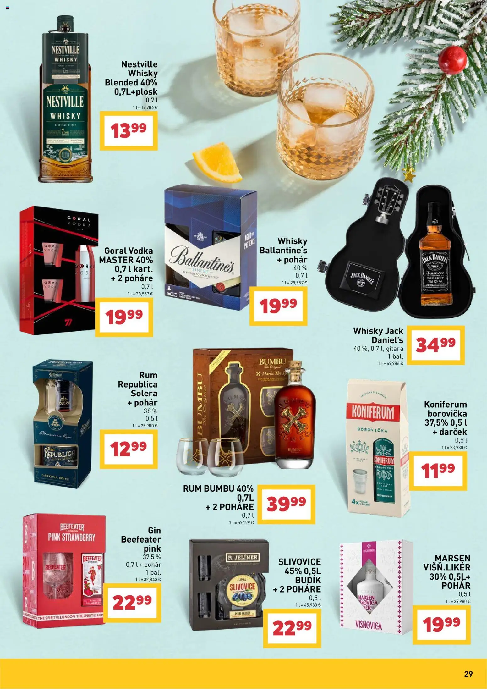 Nové Billa akcie – leták je platný od 14.10.2026 | Strana: 29 | Produkty: Koniferum, Gin, Brandy, Whisky
