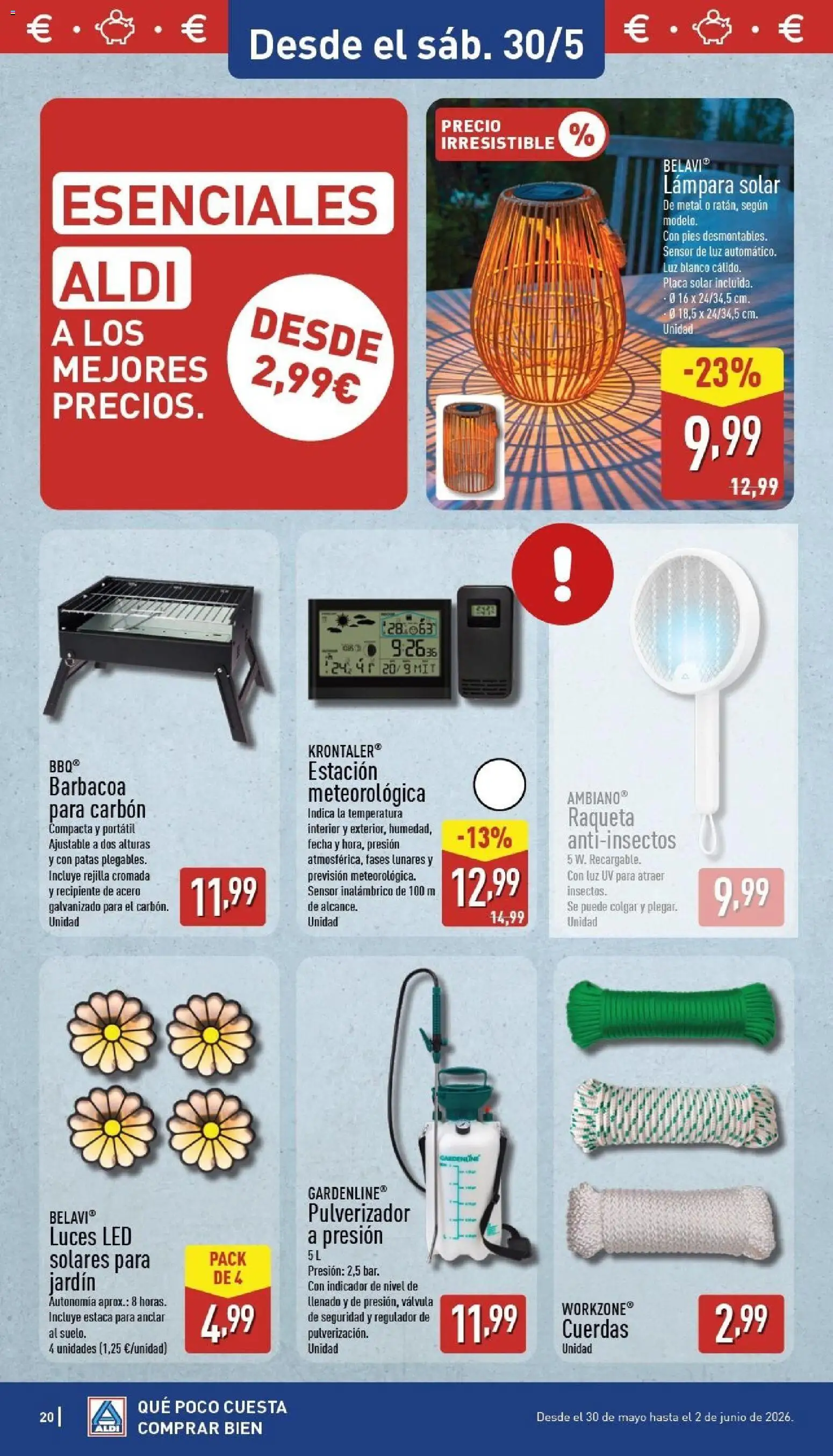 Aldi folleto Península │ válido desde el 25.05.2026 | Página: 20 | Productos: Estación meteorológica, Barbacoa, Lámpara