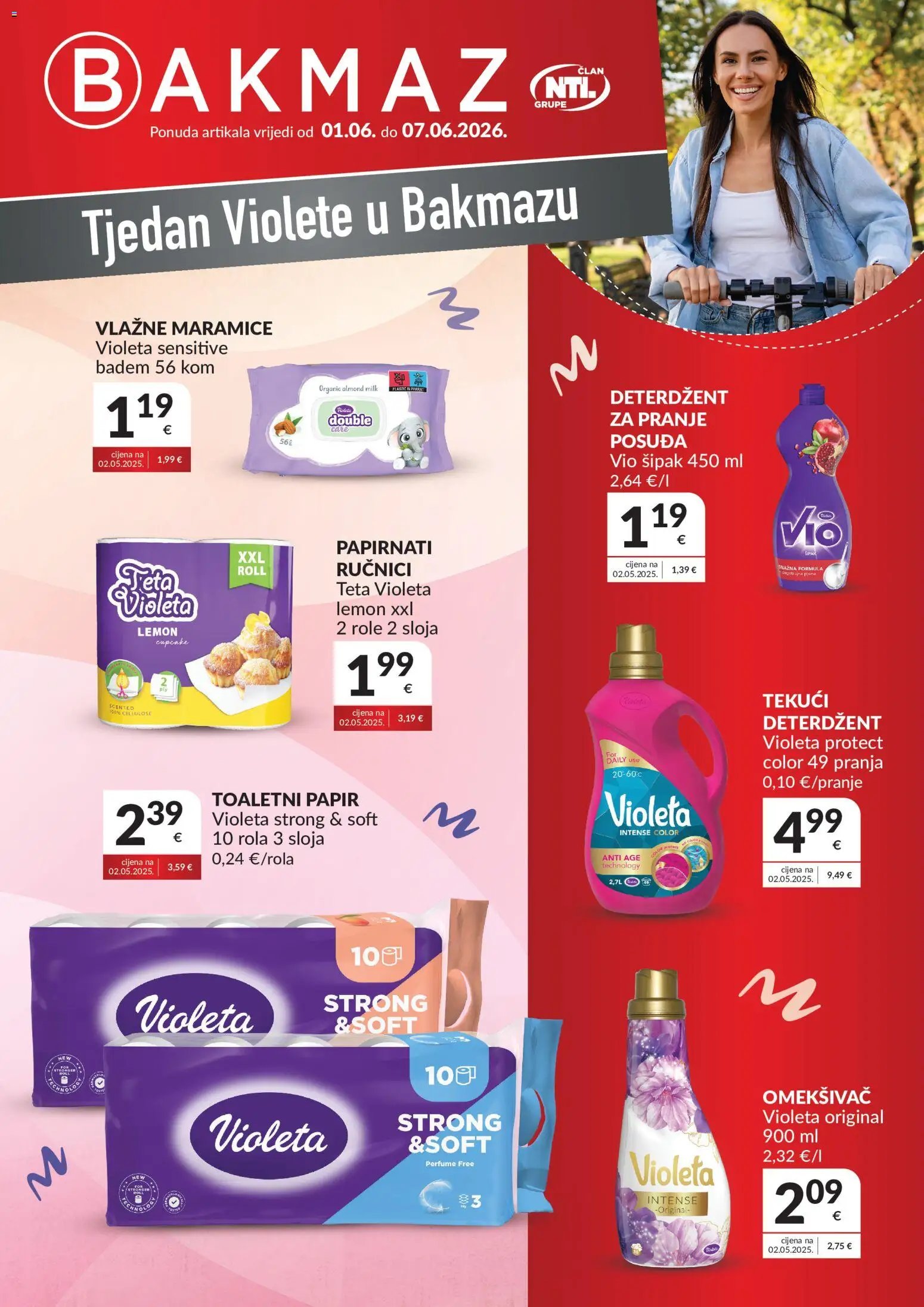 Bakmaz katalog | vrijedi od 01.06.2026 | Stranica: 1 | Proizvodi: Vlažne maramice, Deterdžent, Badem, Violeta