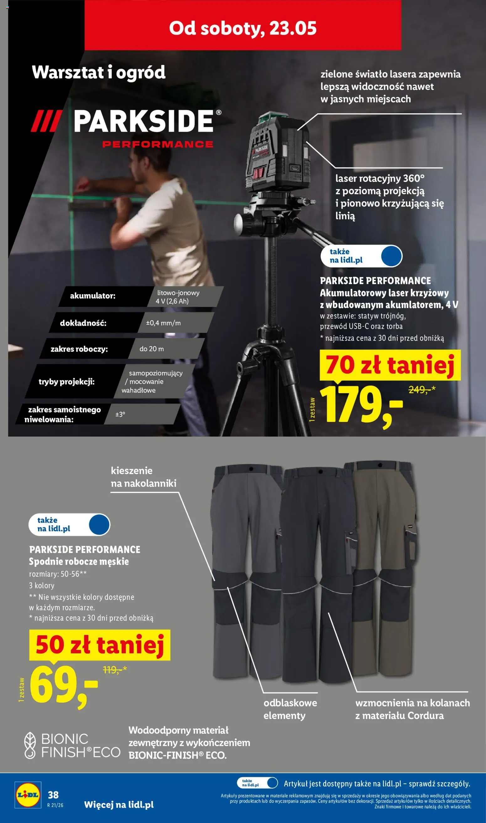 Lidl Katalog od 18.05.2026 | Strona: 46 | Produkty: Spodnie, Torba, Laser krzyżowy