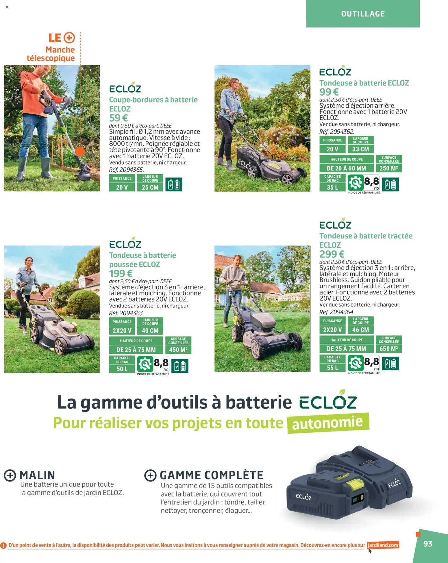 {H1} | Page: 93 | Produits: Tondeuse, Outils, Batterie