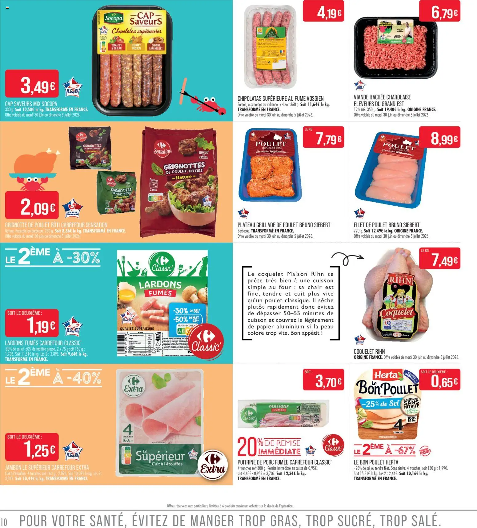 {H1} | Page: 10 | Produits: Poitrine de porc, Viande hachée, Sel, Oignons