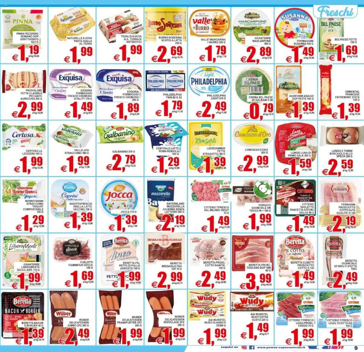 Volantino Pewex del 21/08/2026 | Pagina: 9 | Prodotti: Crema, Bresaola, Stracchino, Robiola