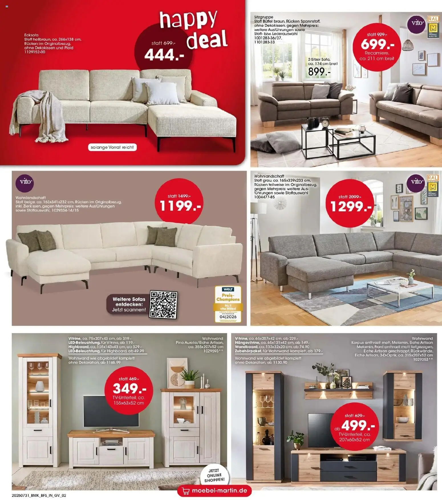Möbel Martin Happy Days – gültig ab 31.07.2026 | Seite: 2 | Produkte: Wohnlandschaft, Ecksofa, Wohnwand
