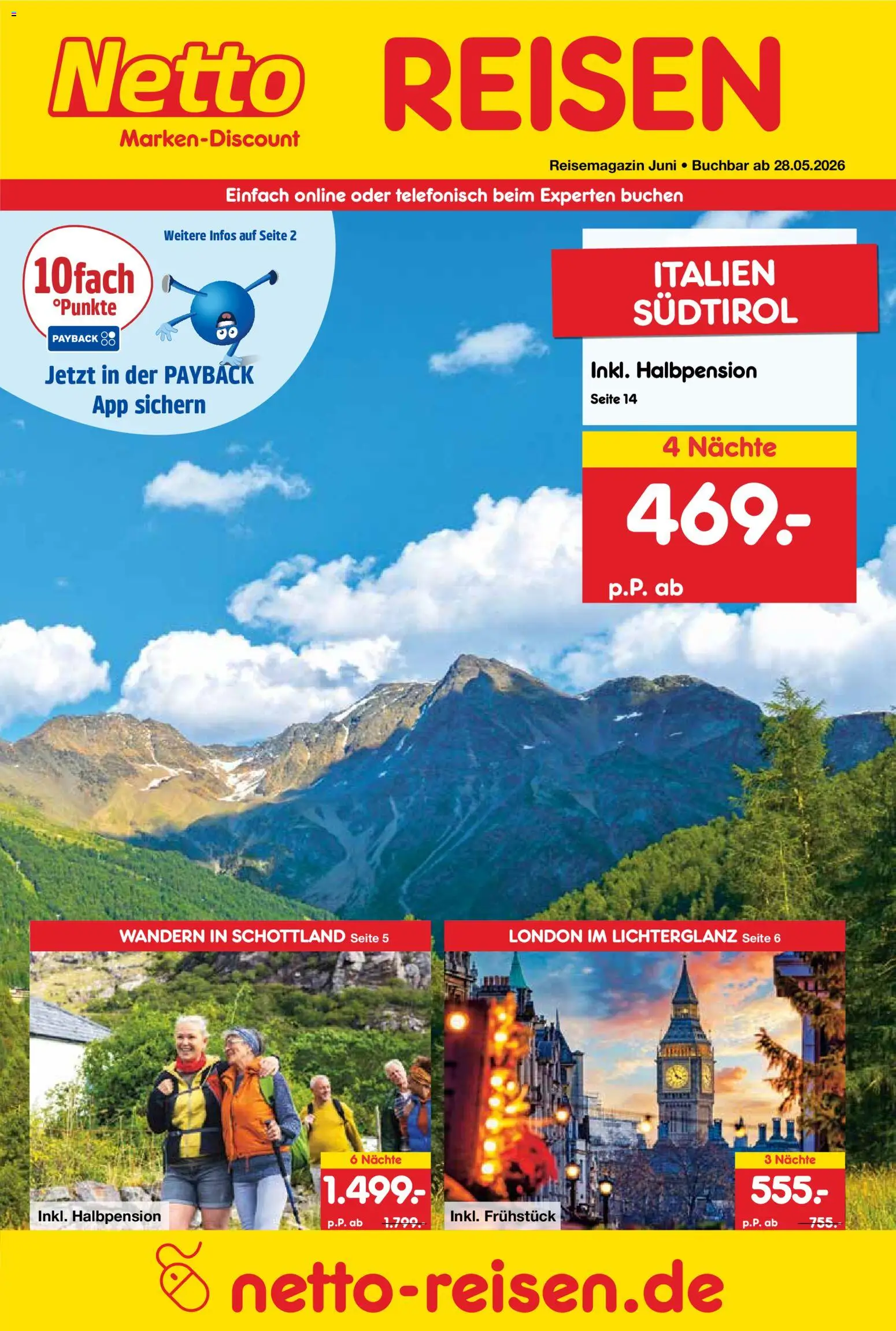 Netto Reisen Prospekt 	 – gültig ab 28.05.2026 | Seite: 1