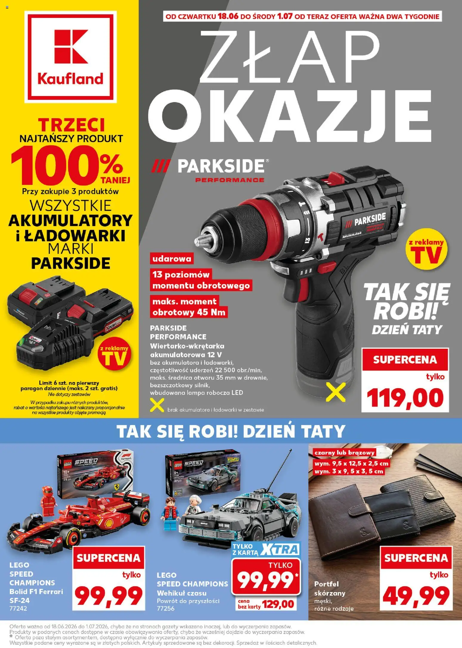 Kaufland Polsko leták - Złap okazje od 18.06.2026 | Strana: 1 | Produkty: LEGO, Karty, Lampa, LED