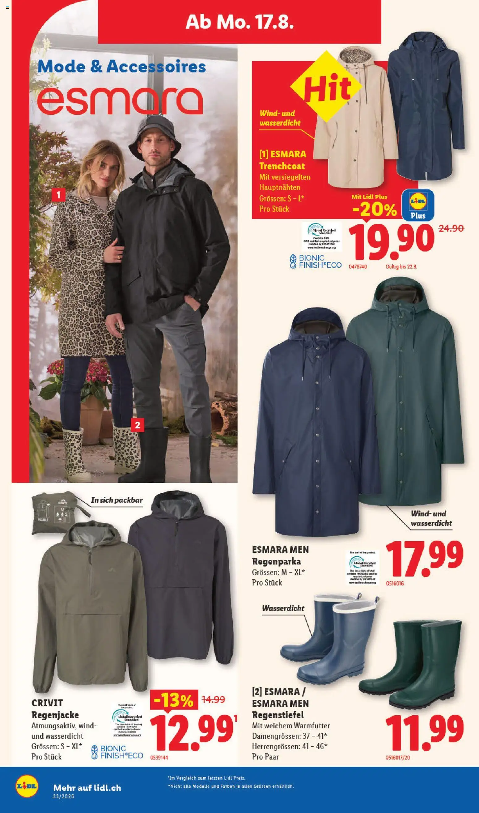 Lidl aktionen – gültig ab 13.08.2026 | Seite: 34 | Produkte: Regenjacke, Trenchcoat