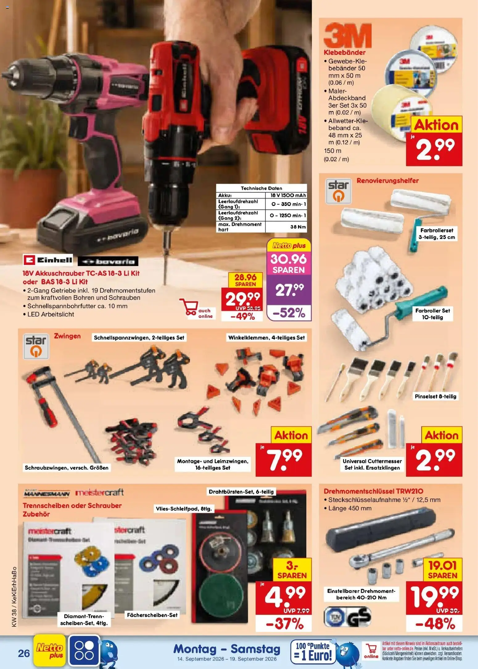 Netto Marken-Discount Prospekt Mistelbach – gültig ab 14.09.2026 | Seite: 38 | Produkte: Akkuschrauber