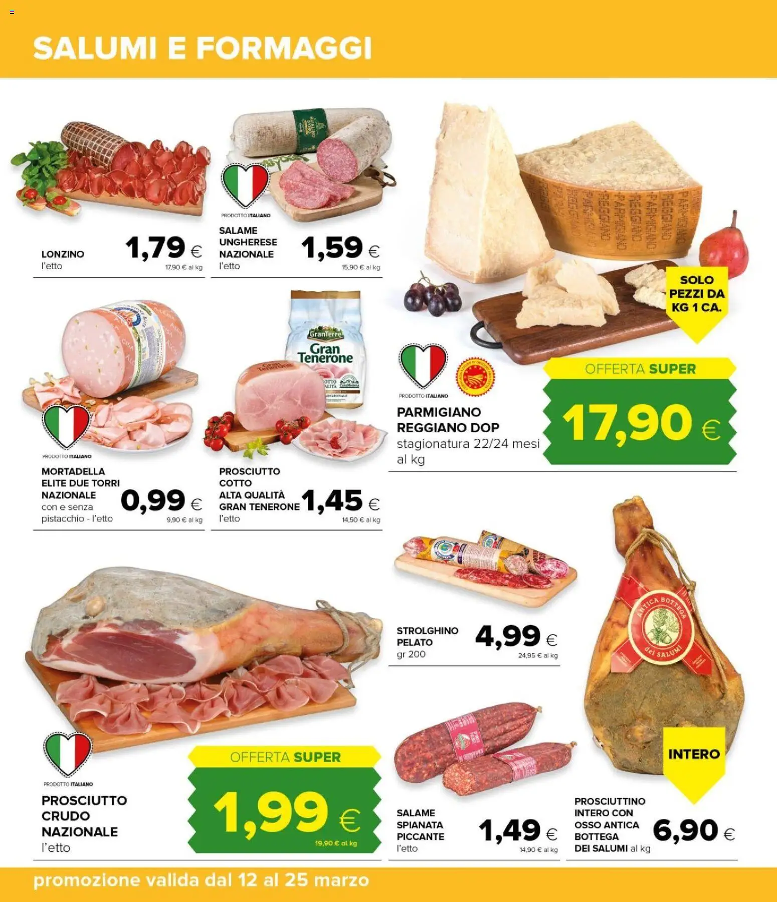 Volantino Oasi del 12.03.2026 | Pagina: 14 | Prodotti: Prosciutto, Mortadella, Parmigiano reggiano, Parmigiano