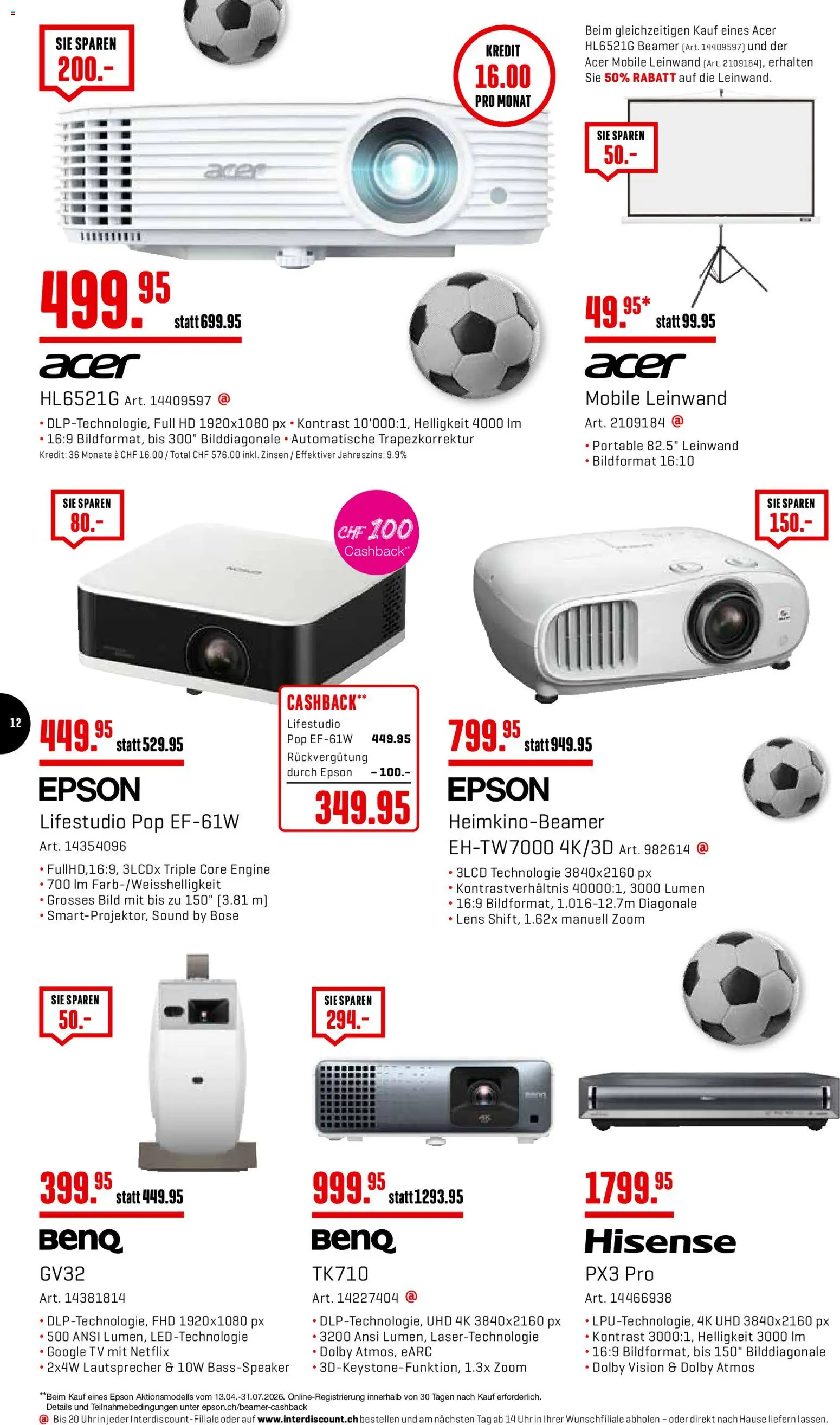 Interdiscount aktionen – gültig ab 08.06.2026 | Seite: 12 | Produkte: TV, Lautsprecher, Epson, Hisense