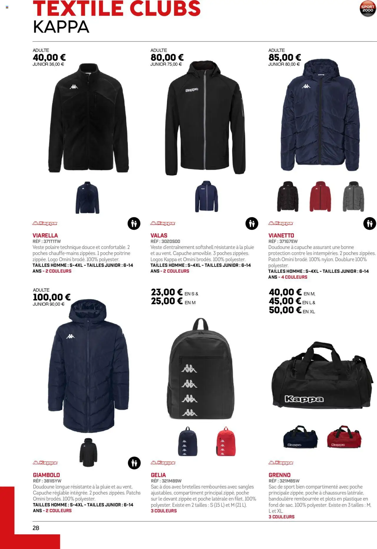 {H1} | Page: 28 | Produits: Sac, Plots, Veste, Sac à dos