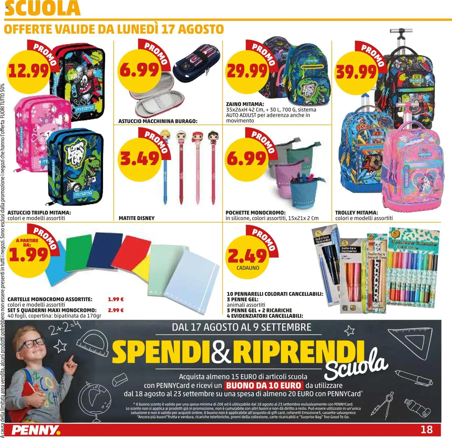 Volantino PENNY del 13/08/2026 | Pagina: 18 | Prodotti: Astuccio, Pennarelli, Penne, Trolley