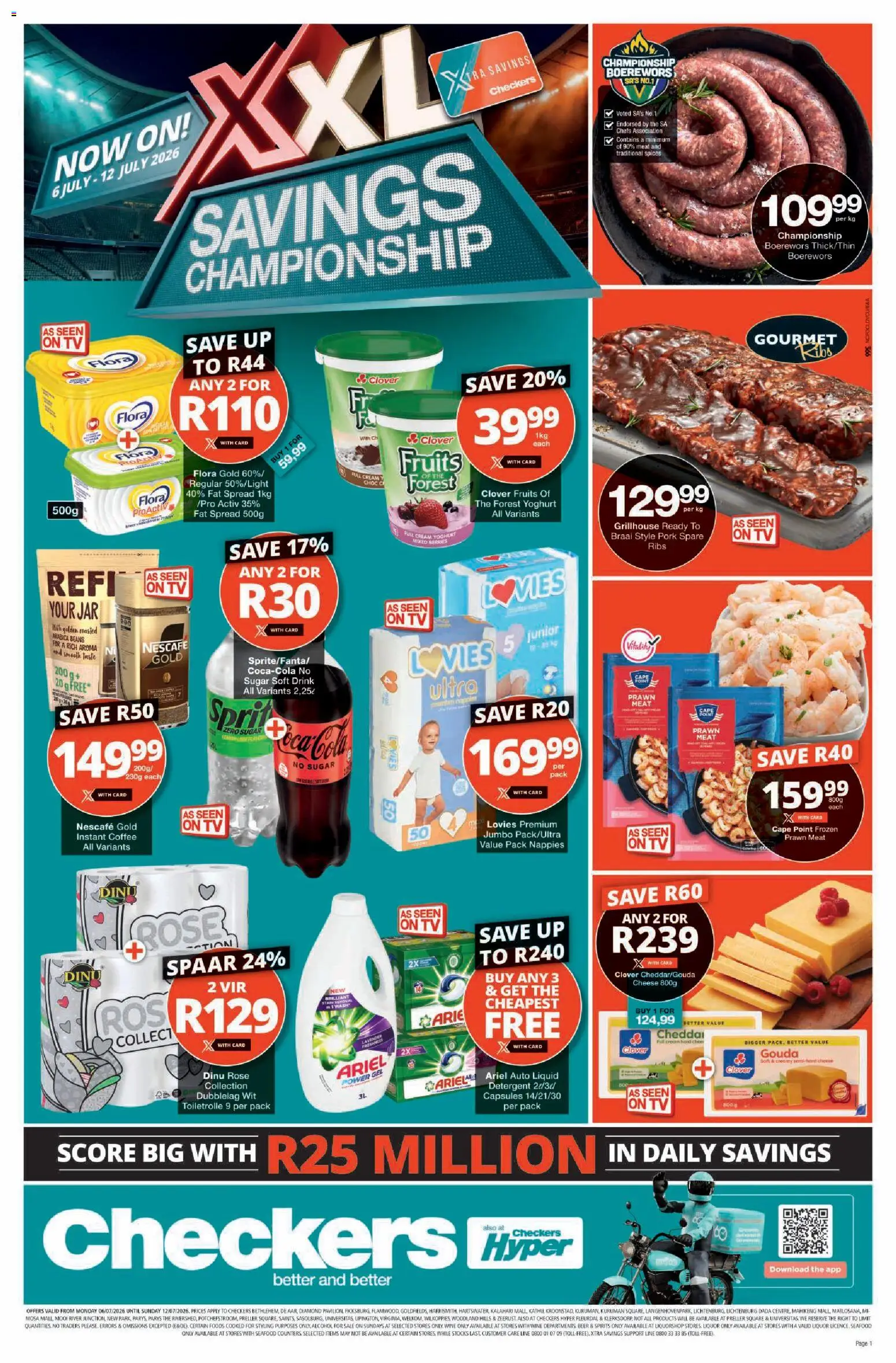New Checkers catalogue – valid from 06/07/2026 | Page: 1 | Products: Beans, TV, Beer, Sugar