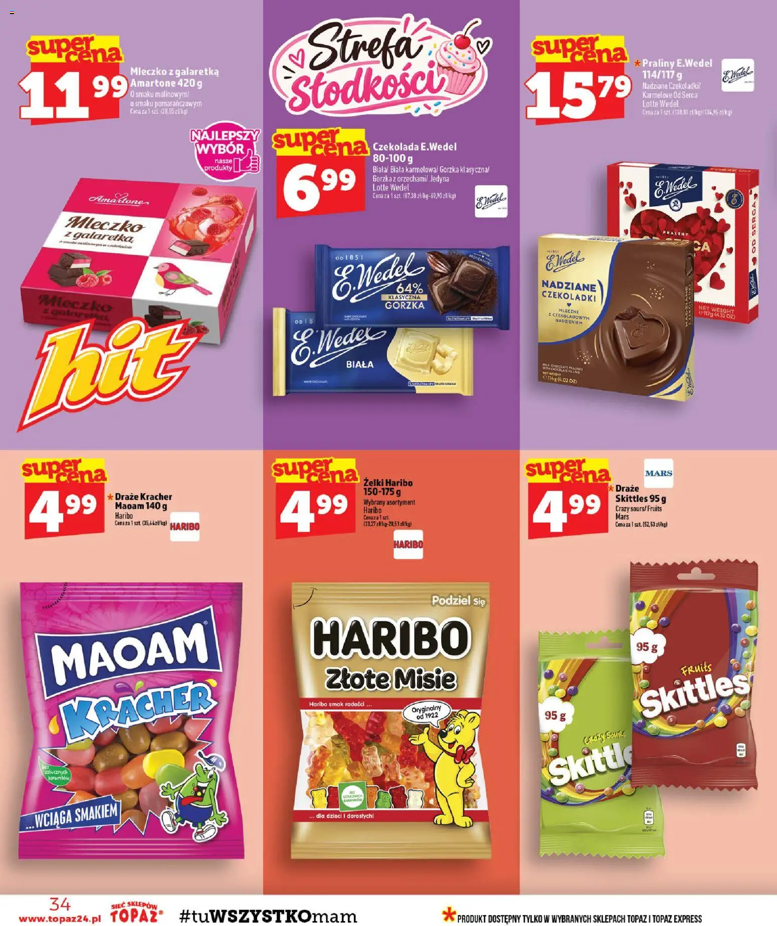 Topaz gazetka - MAZ od 15.10.2026 | Strona: 34 | Produkty: Czekoladki, Galaretka, Praliny, Czekolada