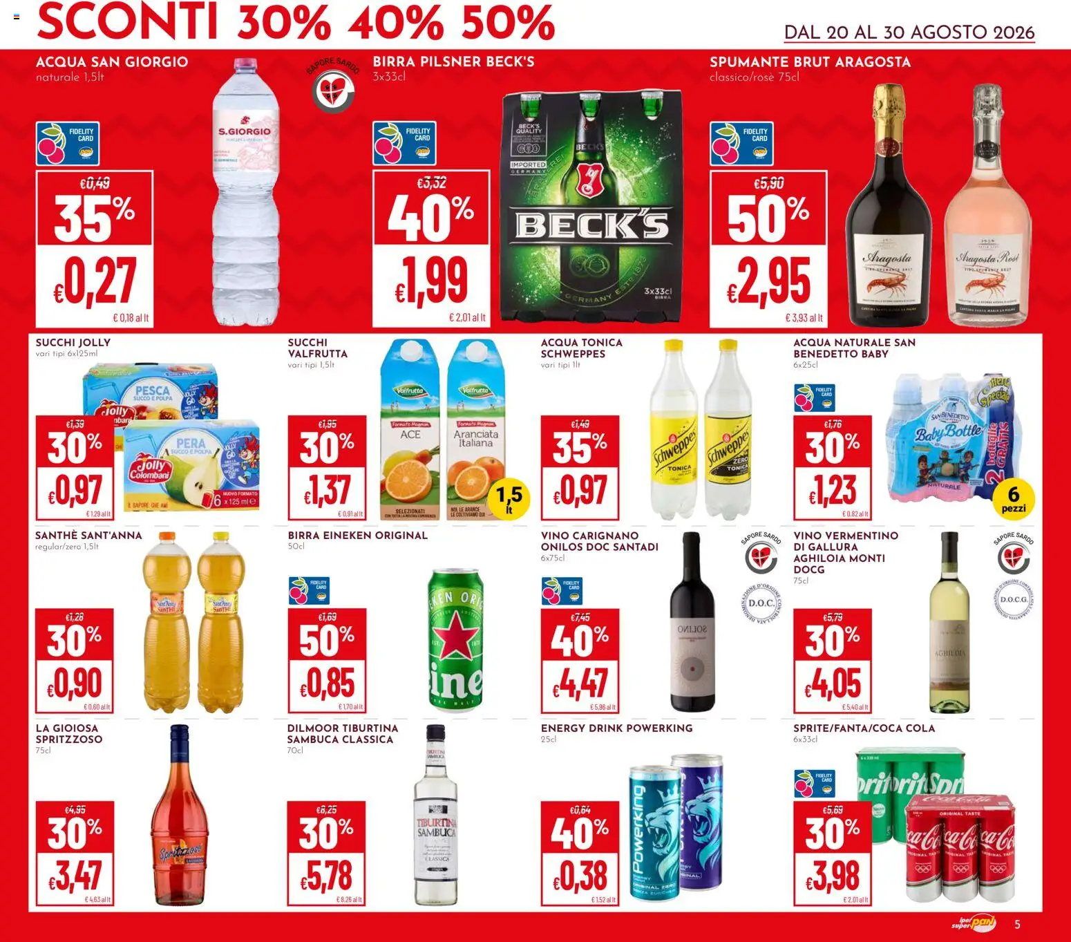 Volantino Pan del 20/08/2026 | Pagina: 5 | Prodotti: Acqua tonica, Pesca, Pera, Acqua naturale