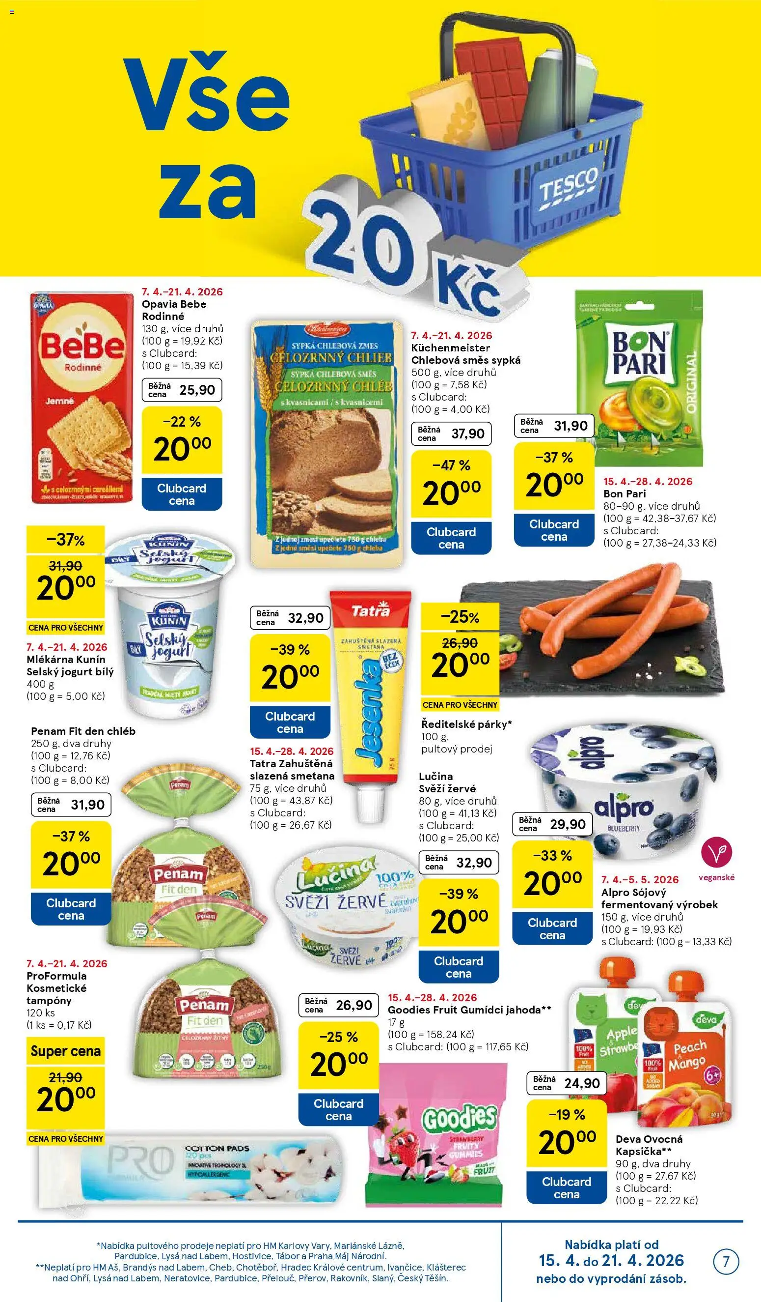 Tesco leták - Hypermarket od 15.04.2026 | Strana: 7 | Produkty: Chleba, Lučina, Celozrnný chléb, Chlebová směs